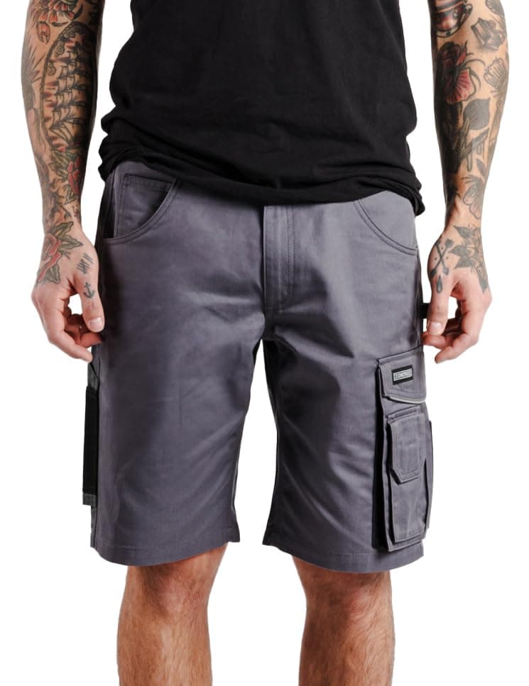 Herren Arbeitsshorts Professionell – Strapazierfähige Kurze Arbeitshose mit Stretchbund & Cargotaschen – Robuste Sommer-Workwear für BAU & Garten Gerade 52 Grau Angebot bei HelloDeals