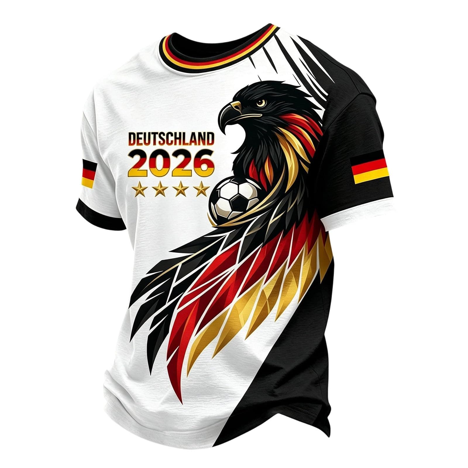 Deutschland T-Shirt Herren Retro Fußball Trikot mit Adler WM 2026 Fußballfans Tee Top Kurzarm Deutschland-Symbol T Shirt Deutsche Flagge Freizeitshirt Klassische Sommer Germany Tshirt 001 Weiß XL Angebot bei HelloDeals