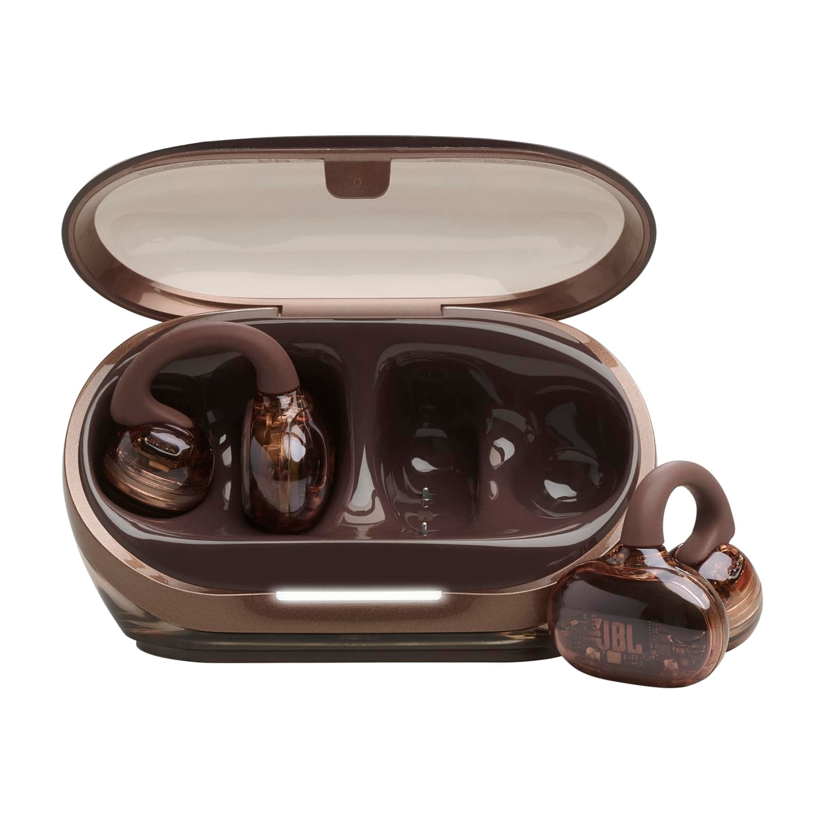 JBL Soundgear Clips True Wireless Open-Ear-Kopfhörer, SonicArc Design, bis zu 32 Stunden Spielzeit, 4 Beamforming-Mikrofone, IP54 Wasser- und staubgeschützt, JBL OpenSound-Technologie, Ghost Copper Angebot bei HelloDeals