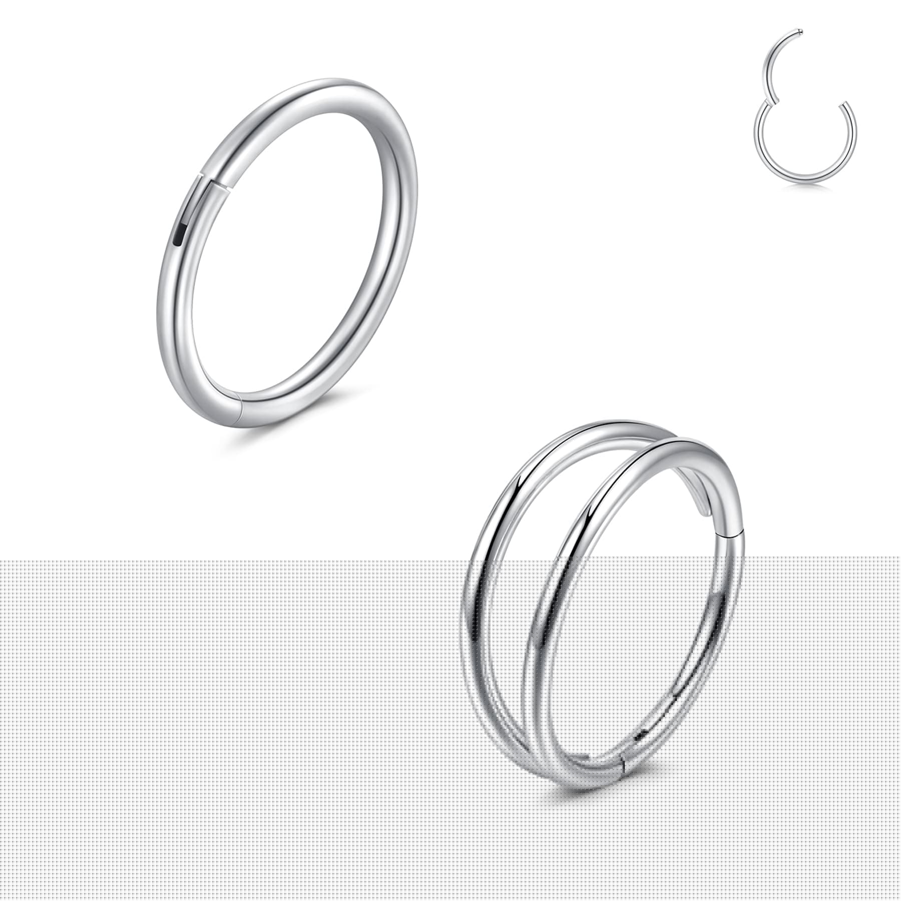 LAURITAMI 2 Stück Nasenpiercing Ring Chirurgenstahl 20G 18G 16G Dünn Doppelter Nasenpiercing Ring, Septum Clicker Ring, 6/8/10mm Helix Conch Knorpel Tragus Nasenpiercing Schmuck 20G*8mm-2Stk Silber Angebot bei HelloDeals