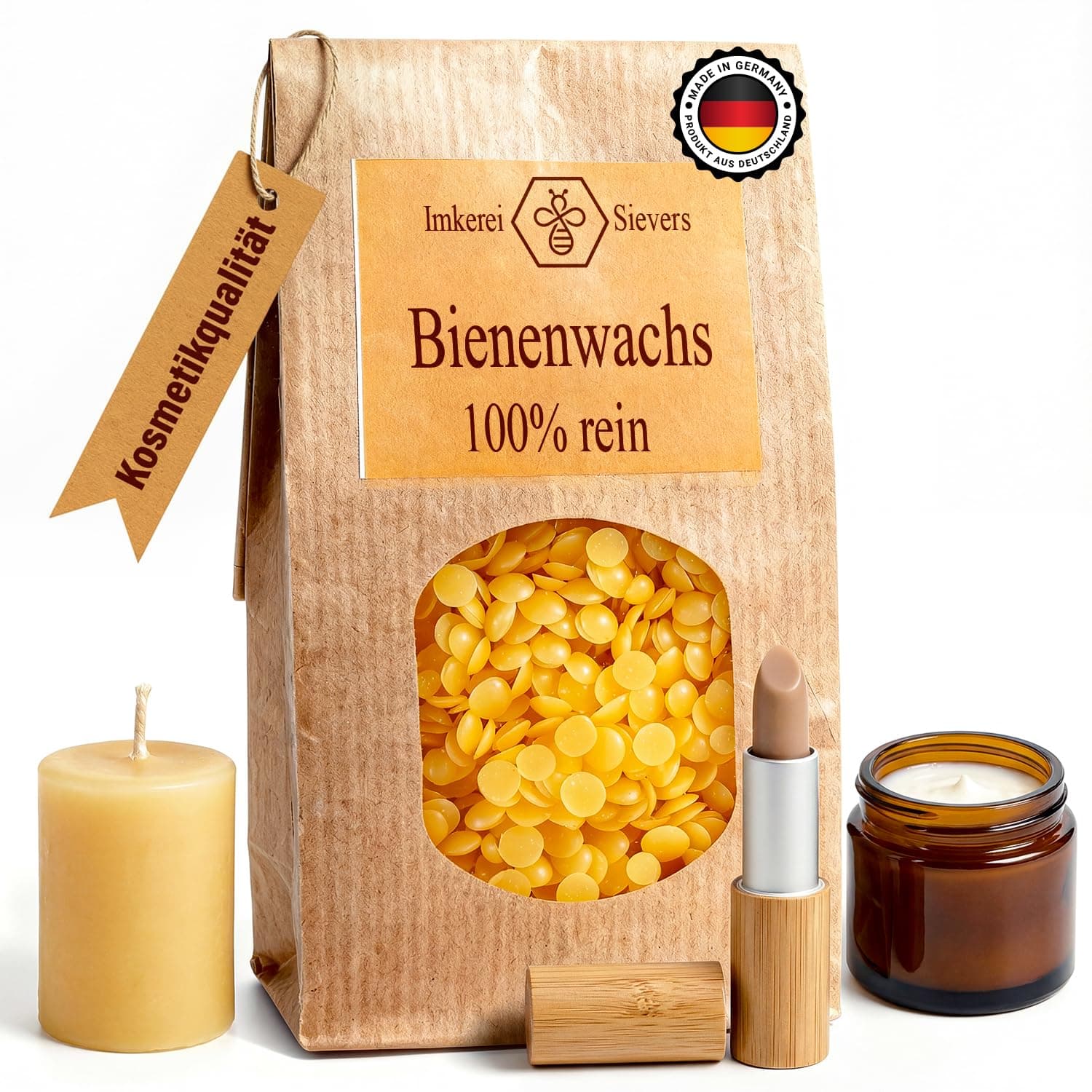 Bienenwachs Pastillen für Kosmetik, Kerzen & Wachspapier - Naturrein aus Deutschland - Ideal als Kerzenwachs zum gießen, für Seife & Holzpflege - 100g Wachs Granulat Beeswax Candle Wax - Nordbienchen 100 g (1er Pack) Angebot bei HelloDeals