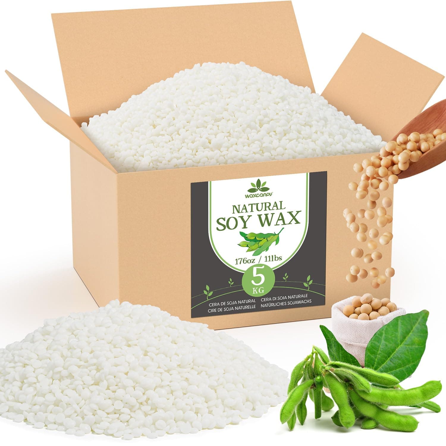 Sojawachs für Kerzen 5KG, Premium Kerzenwachs, Kerzenwachs zum Gießen & Kerzenherstellung, 100% Natürliches Sojawachs für Kerzen Angebot bei HelloDeals