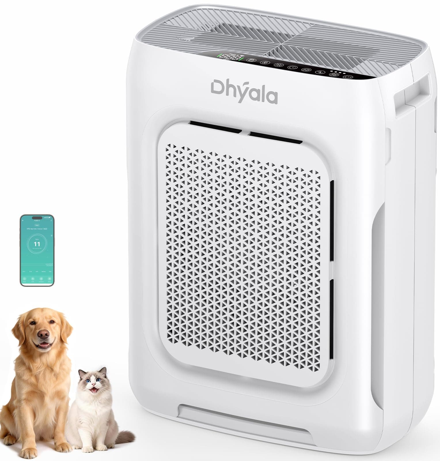 Luftreiniger Allergiker Air Purifier HEPA Luftfilter mit waschbarem Doppelfilter, CADR 450m³/h, Smart WiFi, 20dB Schlafmodus, AQI Anzeige, Aroma, Timer, gegen Staub Pollen, Haustiere & Raucher Angebot bei HelloDeals