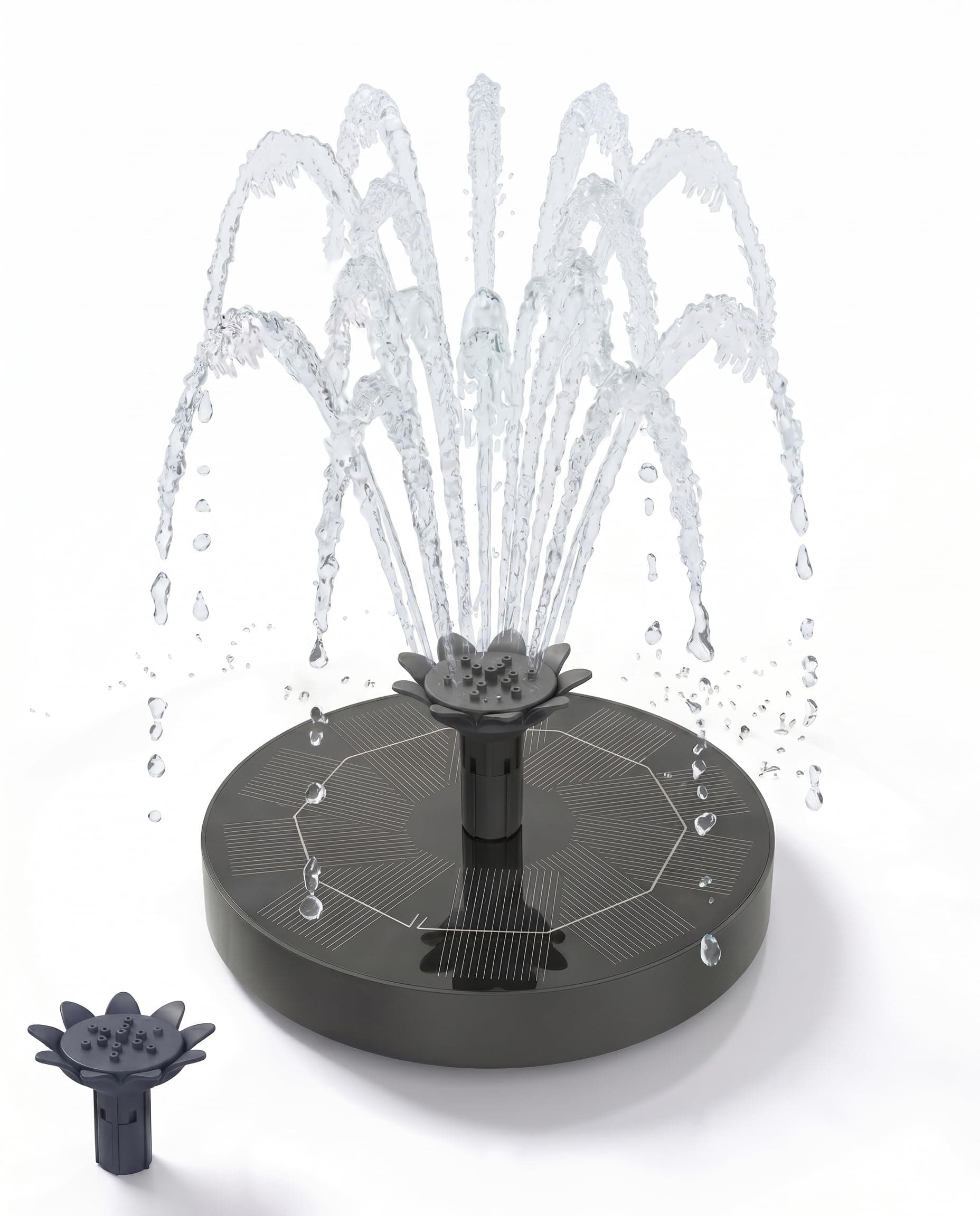 Solar Springbrunnen, Solar Teichpumpe mit Innovative 4-in-1 Düse, 2026 Neueste 1.8W Solarbrunnen, Solar Wasserpumpe Solar schwimmender Fontäne Pumpe für Gartenteich Springbrunnen Vogel-Bad Pool 1.8w-Ø130mm Angebot bei HelloDeals