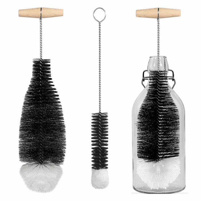 Flaschenbürste für SodaStream Crystal Glasflaschen, 2 Stück Reinigung Soda Reinigungsbürste, Universal Flaschenreiniger Bürste für Glaskaraffe Trinkflaschen Sodaflaschen (Schwarz) Angebot bei HelloDeals