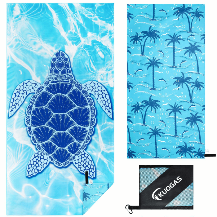 KUOGAS Strandtuch XXL 200×100 cm,Groß Schnelltrocknendes Mikrofaser Handtuch, Sandfrei Badetuch,Stranddecke Damen strandhandtuch (Blaue Meeresschildkröte) Angebot bei HelloDeals