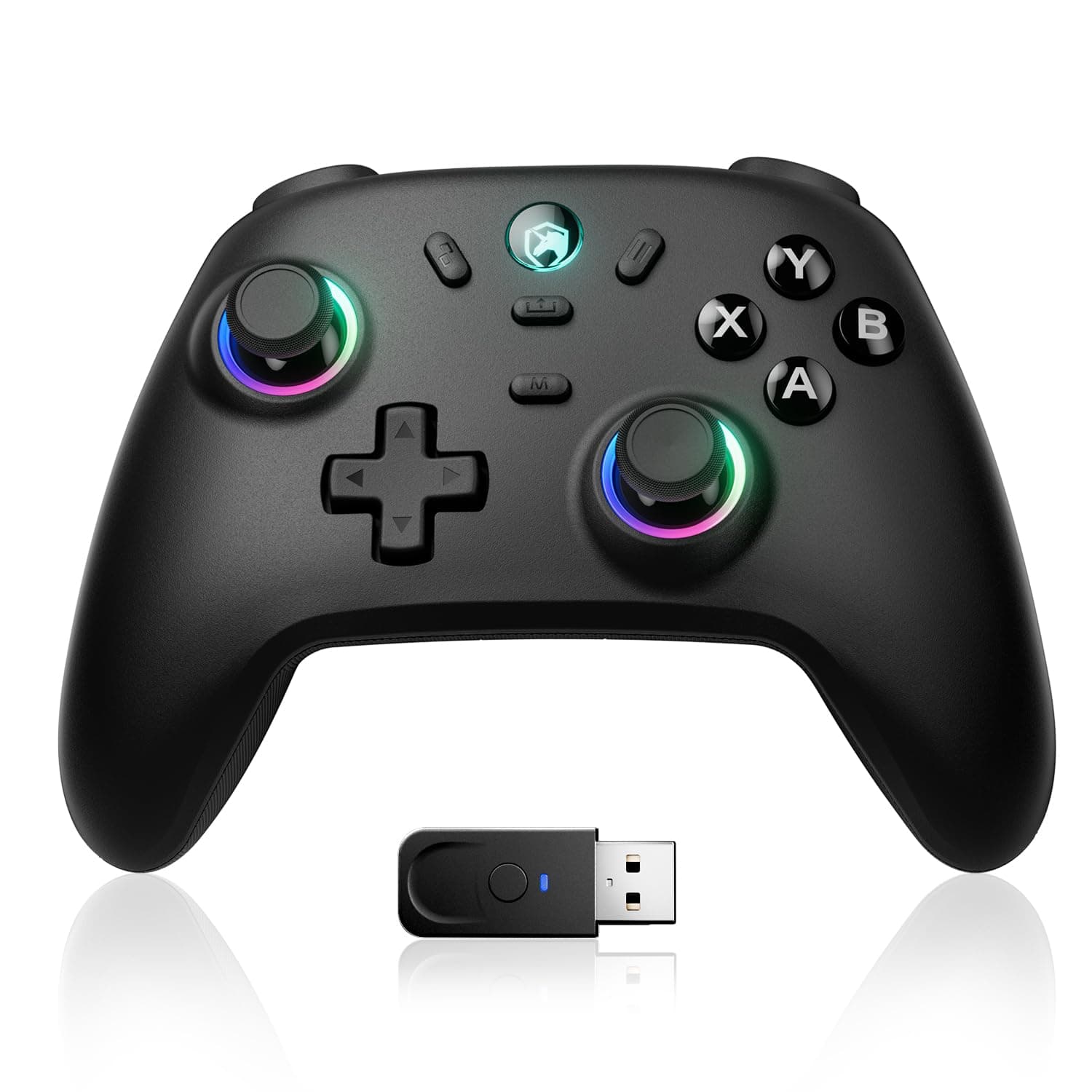 ECHTPower PC Wireless Controller, 1000Hz Gaming Gampad mit RGB/Hall-Joystick/Turbo/Vibration/800mAh Wiederaufladbare Batterie, Wireless-Controller für PC/Switch 2/Switch/Steam Deck/Android/iOS/TV Dunkelschwarz Angebot bei HelloDeals