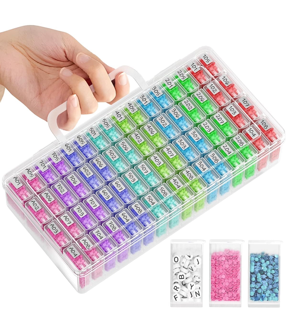 ARTDOT Diamond Painting Zubehör Boxen, 64 Stück 5D Diamant Painting Erwachsene Aufbewahrungsbox mit Stickers & Handle 64 Stück mit 1 Boxen 64 Stück mit 1 Boxen Angebot bei HelloDeals