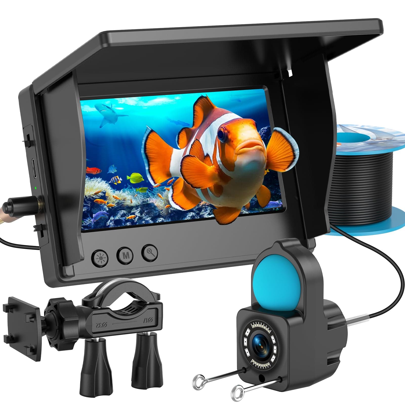 1080P HD Fischfinder Echolot Angeln mit 4.3-Zoll-LCD, 30 m Wasserdichtem IP68-Kabel und 6 IR-Nachtsichtlichtern, Tragbarer Unterwasserkamera zum Angeln auf EIS, im See, vom Boot und Kajak 30M Angebot bei HelloDeals