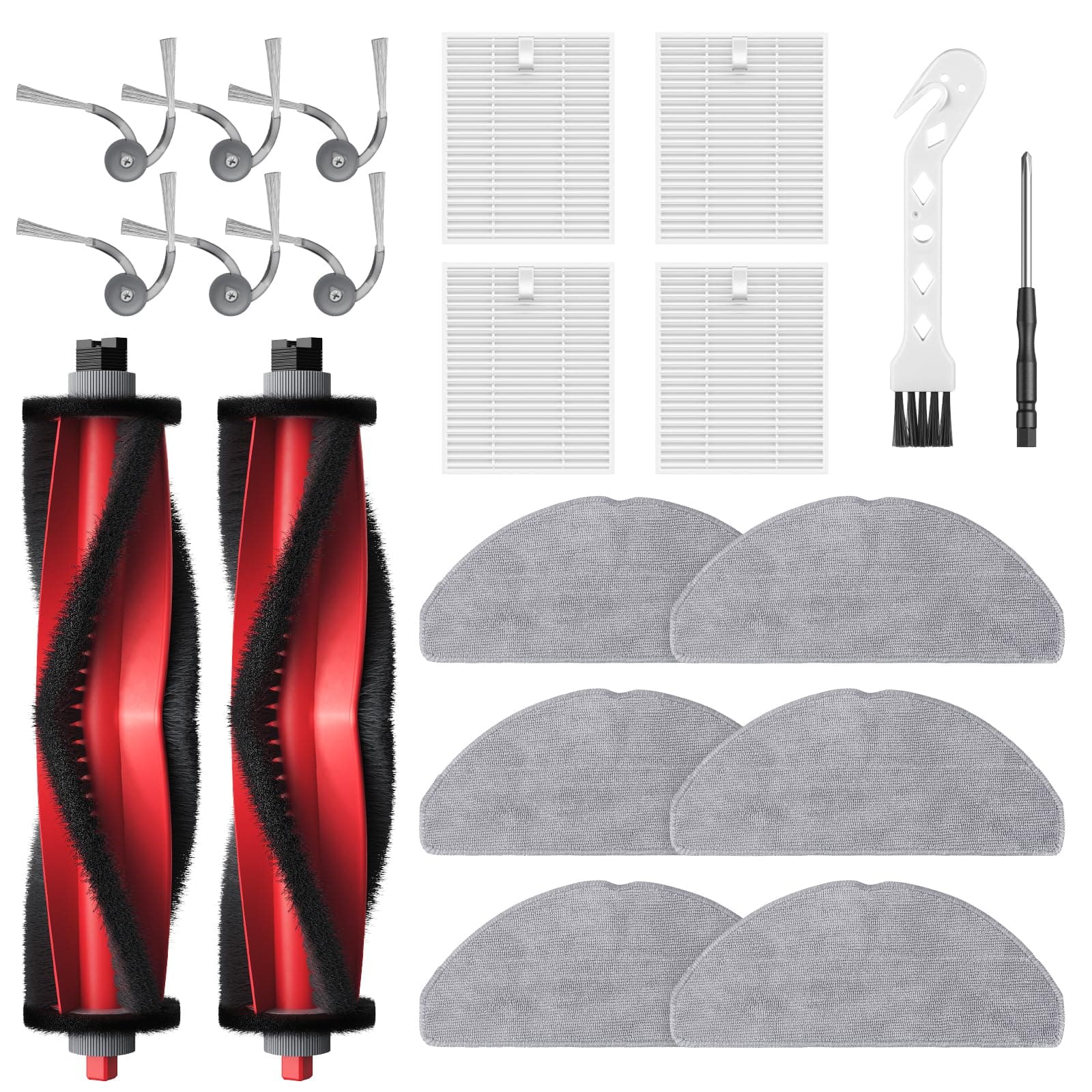 20 Stück Zubehör Ersatzteile für Roborock Q7 M5/Q7 M5+/Q7 L5/Q7 L5+ Saugroboter, 2 Rollenbürste, 4 HEPA-Filter, 6 Wischtücher, 6 Seitenbürsten, 1 Reinigungsbürste (Nicht für Q7/Q7 MAX) 20pcs Q7 M5/L5 Zubehör Angebot bei HelloDeals
