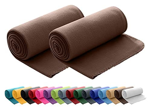 wometo 2er Set Polar- Fleecedecke oekoTex 130x160 cm ca. 400g wertiges Gewicht mit Anti-Pilling Kettelrand Farbe braun Angebot bei HelloDeals