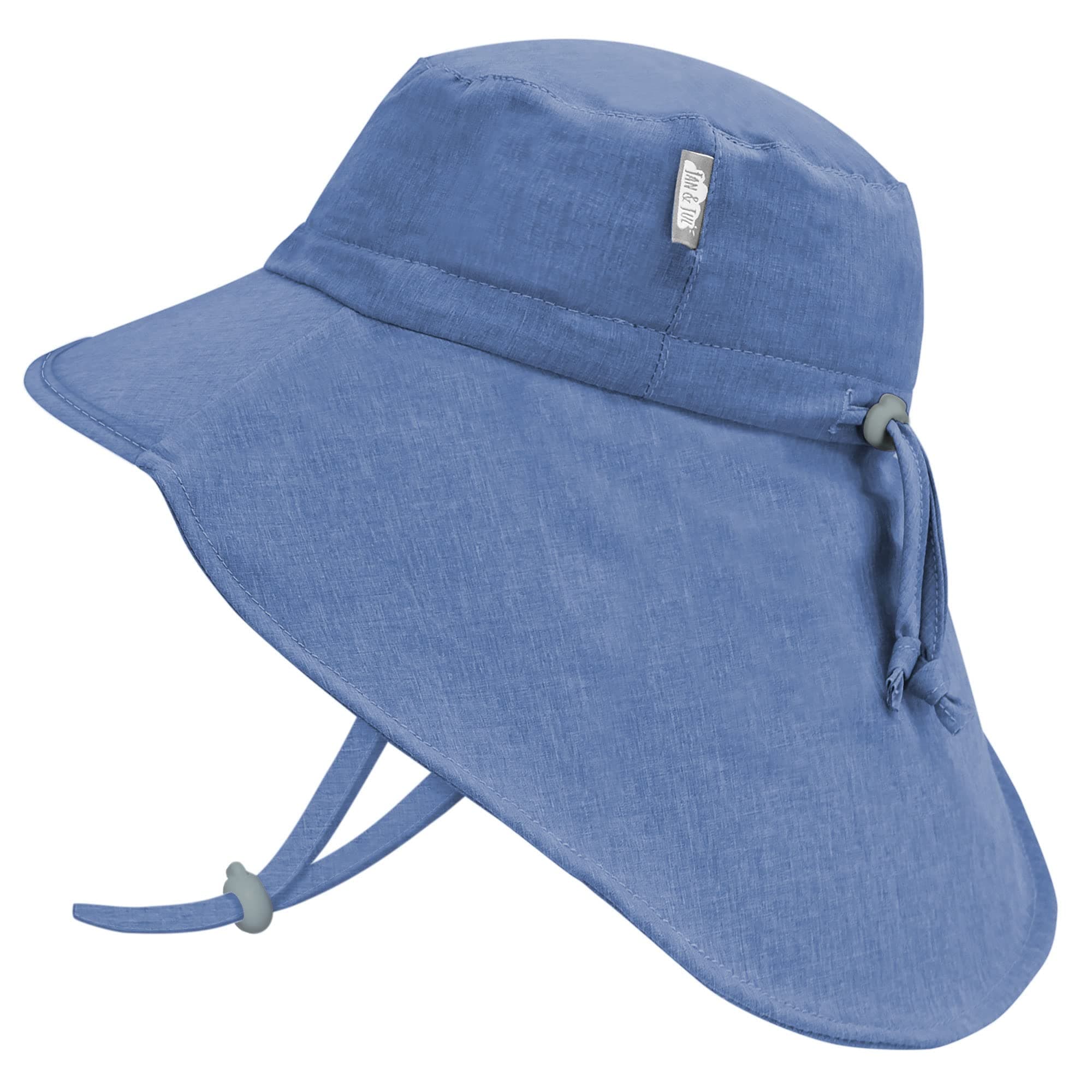 Jan & Jul Kinder Grow-with-Me Aqua-Dry Abenteuer-Sonnenhut 2-5 Jahre Blau mit blauer Verzierung Angebot bei HelloDeals