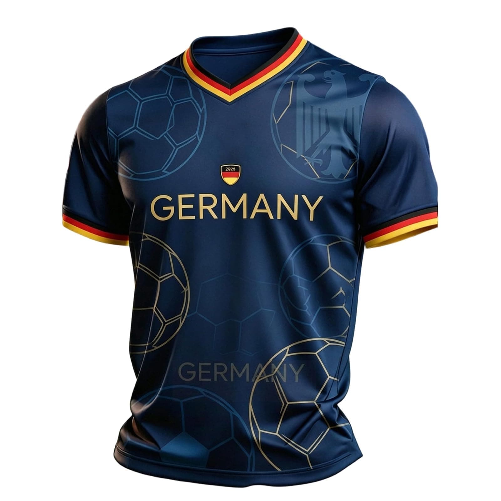 WM Trikot 2026 Deutschland T-Shirt Herren Retro Fußball Trikot Mit Adler Fußballfans Tee Top Kurzarm Deutschland-Symbol T Shirt Deutsche Flagge Freizeitshirt Klassische Sommer Germany Tshirt L 04 Blue Angebot bei HelloDeals