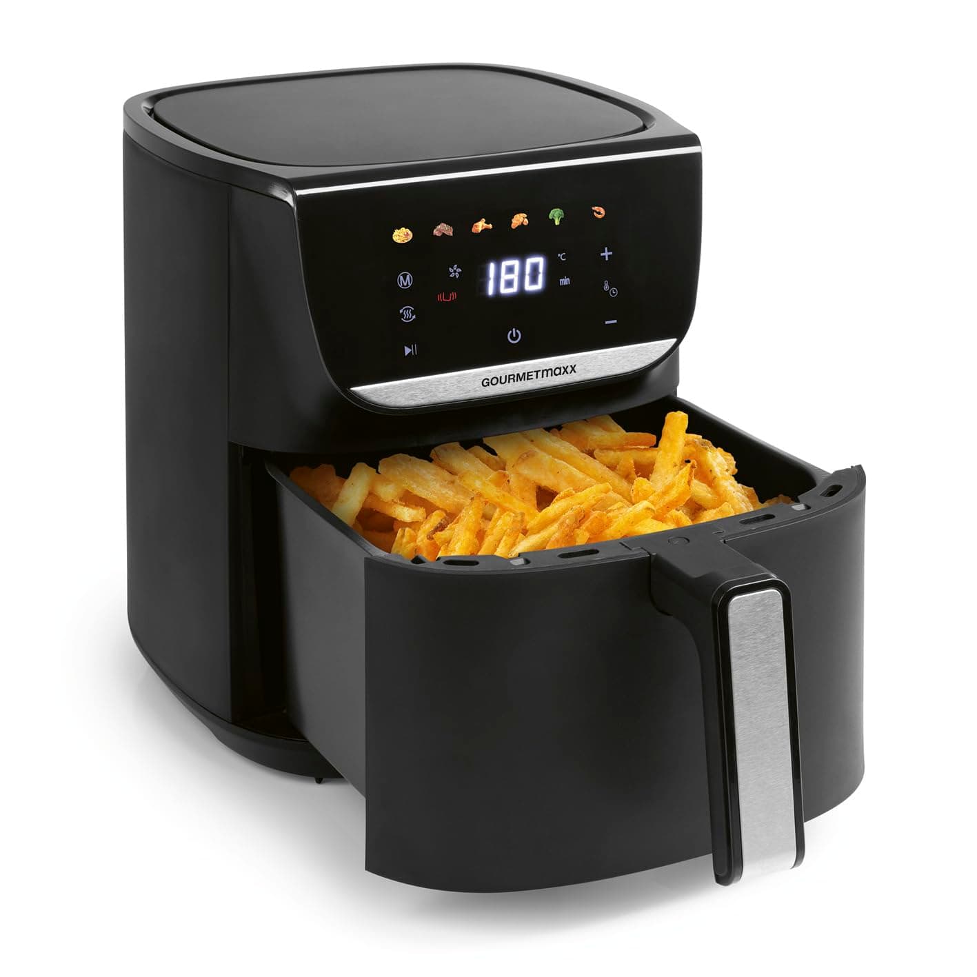 GOURMETmaxx AirGenius Heißluftfritteuse - 5,5 L Airfryer | Fritteuse mit 7 Programmen | Minibackofen - Fettarmes & Leckeres für 3–5 Personen | Heißluftfritteuse mit Farbdisplay, LED-Touchscreen 5,5 Liter Angebot bei HelloDeals