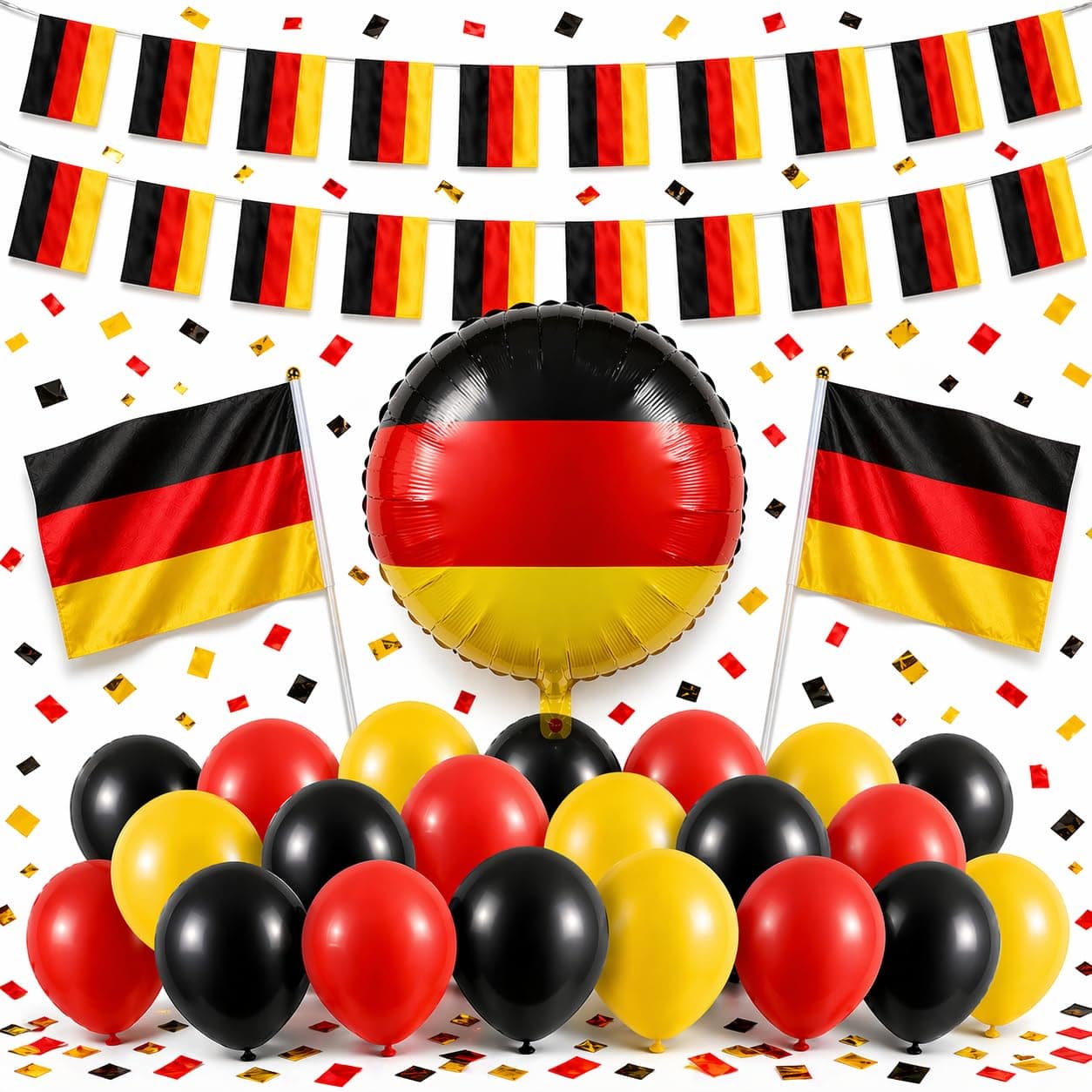 XXL Dekoset Fanartikel Deutschland Dekoration Set - Luftballons uvm. mit über 50 Teilen für Fußball WM 2026 1x Tischdeko Set DE Angebot bei HelloDeals