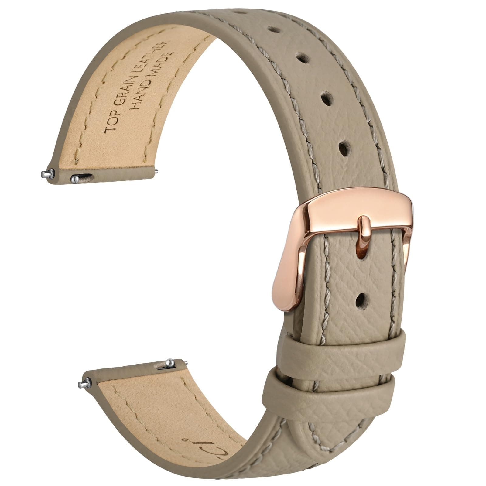 WOCCI Grace Uhrenarmband, Top Grain Leder, Schnellverschluss, Ersatzbänder, Edelstahlschnalle, Bandbreite 12mm 13mm 14mm 15mm 16mm 18mm 20mm Tee (Rosegoldener Schnalle) 18mm Angebot bei HelloDeals
