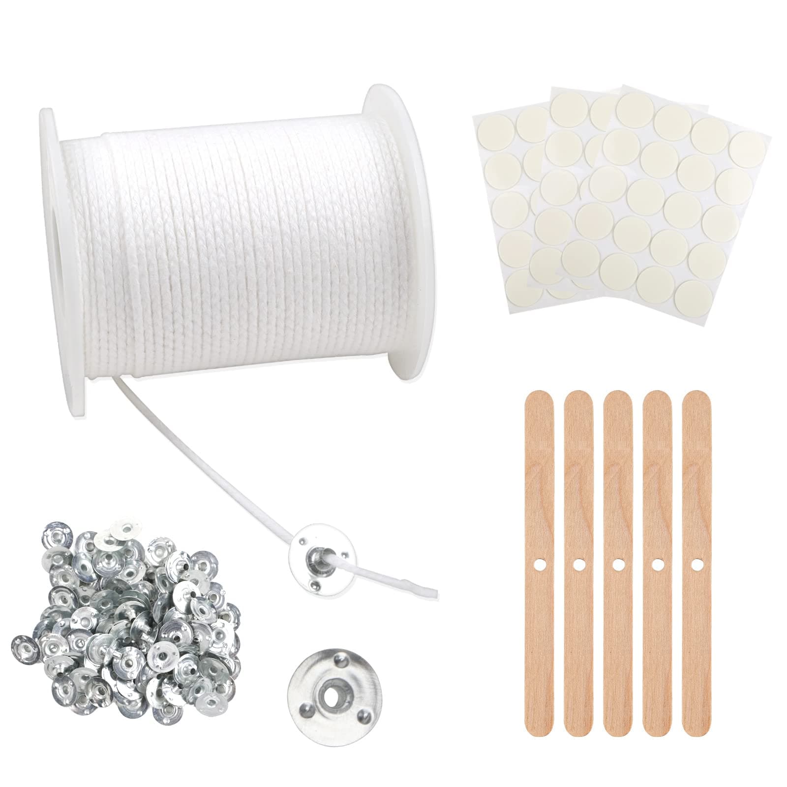 6100cm Kerzendocht, Dochte für Kerzen, Rauchfrei Kerzen Dochten Set, Geruchlos Kerzendochte für Kerzen, Natürlichen Candle Wick mit 100 Stück Dochthalter für DIY Kerzenherstellung Weihnachten Weiß Dochte Angebot bei HelloDeals