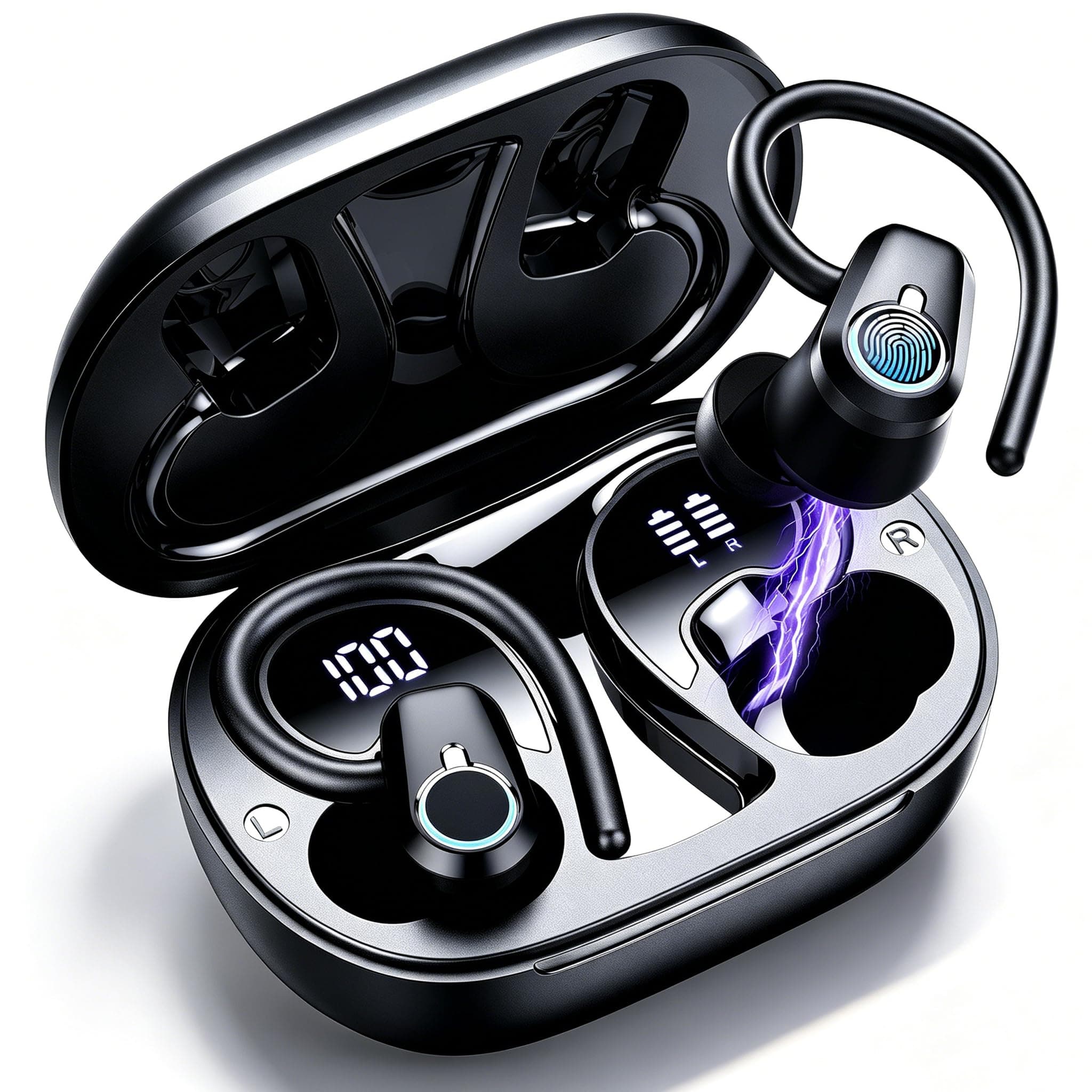 Bluetooth Kopfhörer Sport, 2026 Kopfhörer Kabellos Bluetooth 5.3 In Ear Kopfhörer mit 4 ENC Noise Cancelling Mics, 50Std Stereo Ohrhörer mit LED Anzeige USB-C, IP7 Wasserdicht Earbuds für Joggen Gym Schwarz Angebot bei HelloDeals