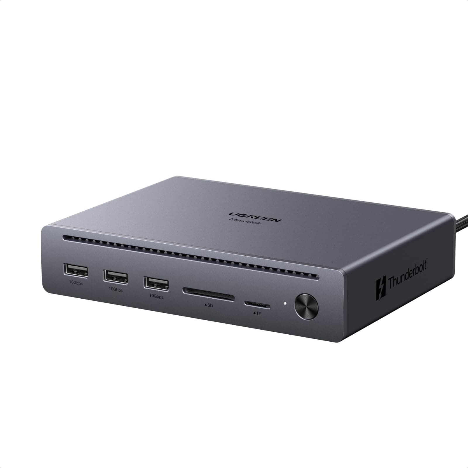 UGREEN Maxidok Thunderbolt 5 Dock, Dual 6K@60Hz/ 4K@120Hz, 120Gbps Datentransfer, 3*USB A Ports, 100W Aufladen, SD&TF Kartenleser, Ethernet, TBT5 Dock für TBT5/4 MacBooks and Windows-Laptops Angebot bei HelloDeals