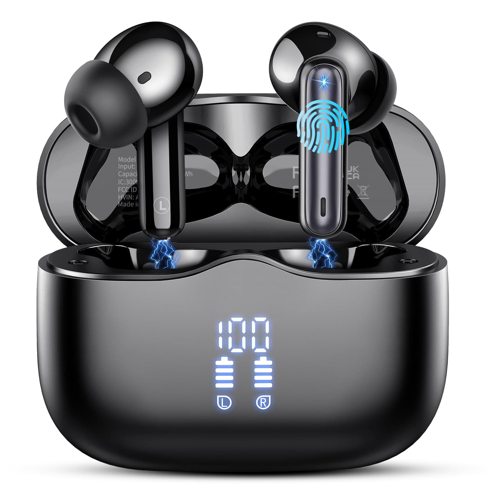 Bluetooth Kopfhörer, 2026 Kopfhörer Kabellos Bluetooth 5.4 mit 4 ENC Noise Cancelling Mics, Tiefer Bass 40Std Spielzeit In Ear Kopfhörer, IP7 Wasserdicht Sport Ohrhörer für Büro/Sport/Studium Schwarz Tiefschwarz Angebot bei HelloDeals