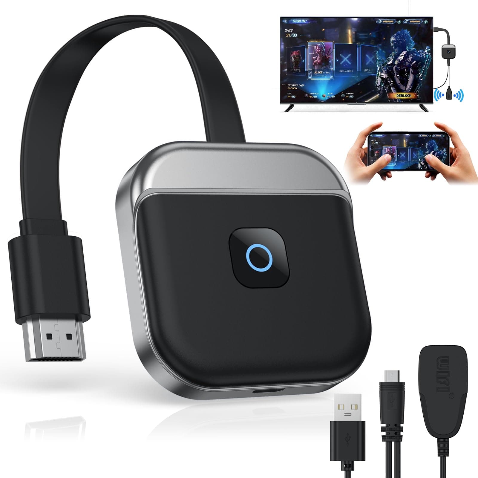 Wireless HDMI Dongle 4K, Miracast HDMI Screen Mirroring Display, 5G/2,4 Hz Transmitter and Receiver Streaming von Video/Audio/Dateien Übertragung von PC, Laptop, Smartphone auf TV, Beamer, Monitor Angebot bei HelloDeals