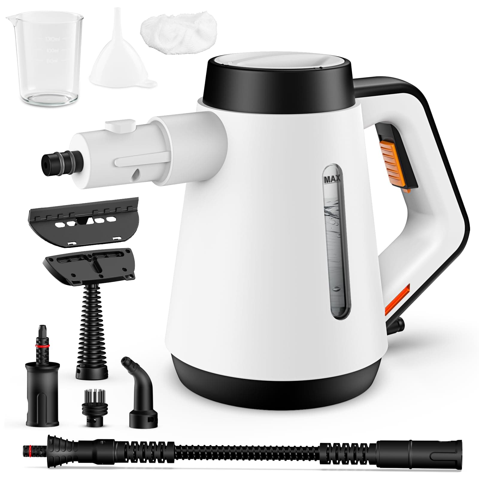 Fippesax Handheld Dampfreiniger, 400ml Druck Mehrzweck-Dampfreiniger mit 9-teiligem Zubehör (Weiß) Angebot bei HelloDeals