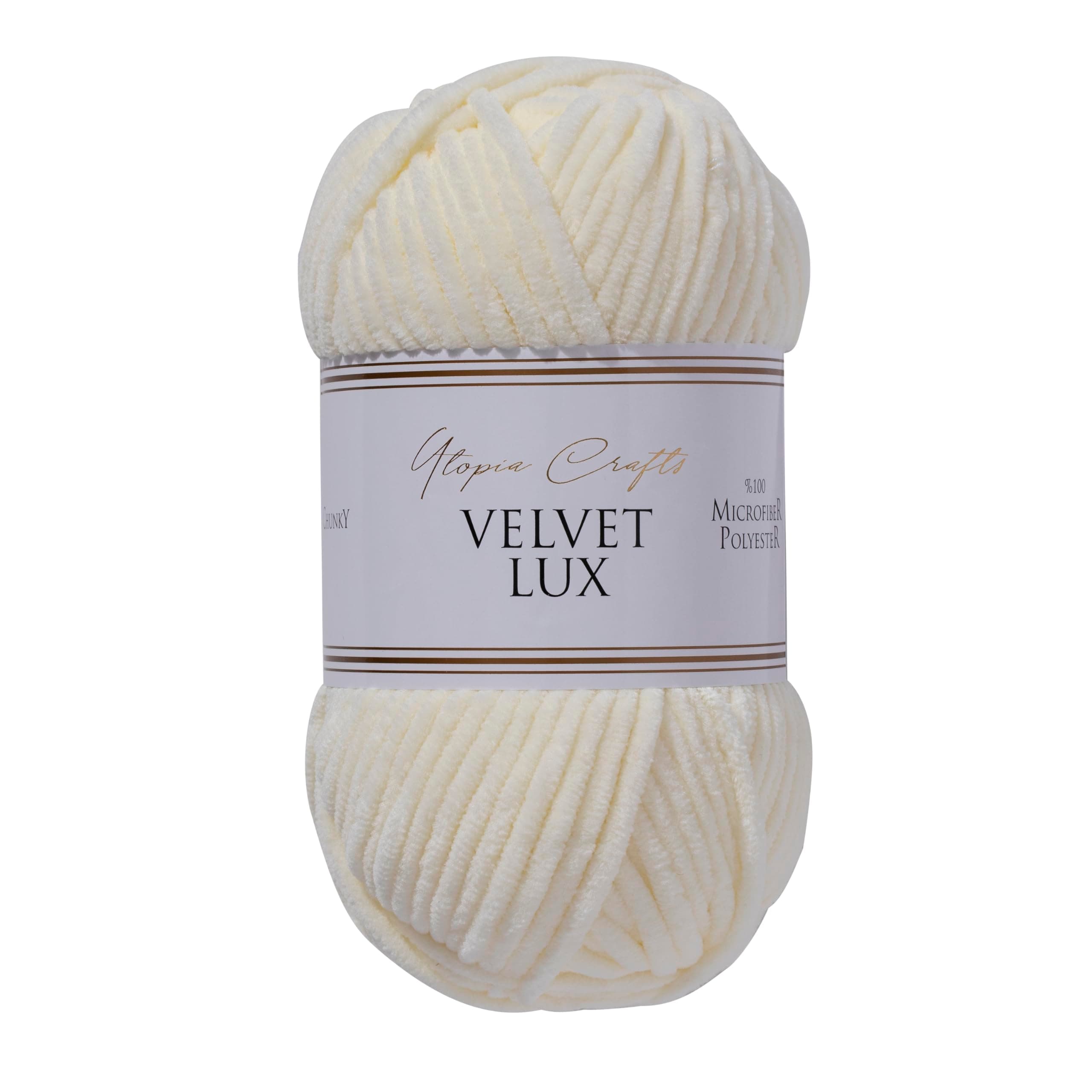 Utopia Crafts Velvet Lux Chenille Super Soft Chunky Yarn for Knitting and Crochet 100g (Ivory) Angebot bei HelloDeals
