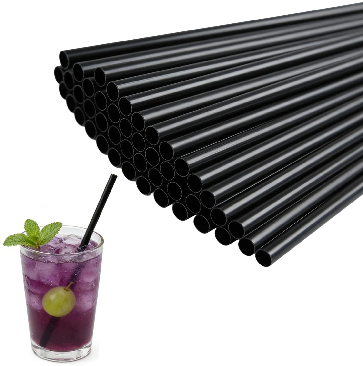 100 Schwarze Wiederverwendbare Strohhalme, 26 x 0,6 cm Trinkhalme Hochwertige Strohhalme aus PP-Material, geeignet für Cocktails, Kaffee, Milch, Saft und andere Getränke sowie Angebot bei HelloDeals