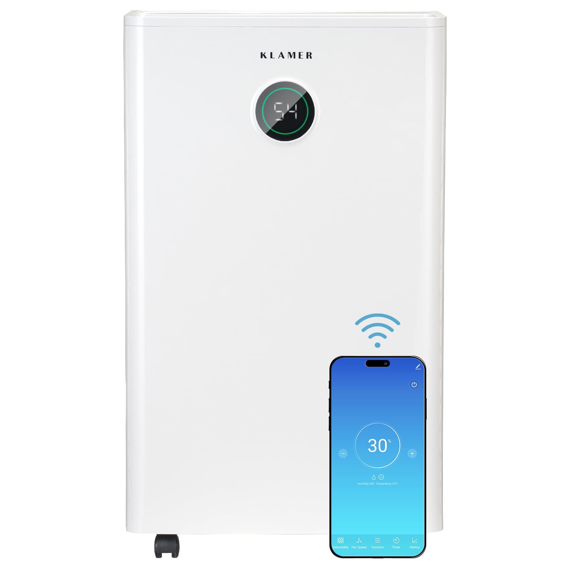 KLAMER Luftentfeuchter elektrisch 25L in 24h mit 5,5L Tank – Leiser, energieeffizienter Raumentfeuchter mit Smart Sensor, Timer & Wäschemodus – Gegen Schimmel, Feuchtigkeit & Kondenswasser 25L - 80m² mit Wifi Angebot bei HelloDeals
