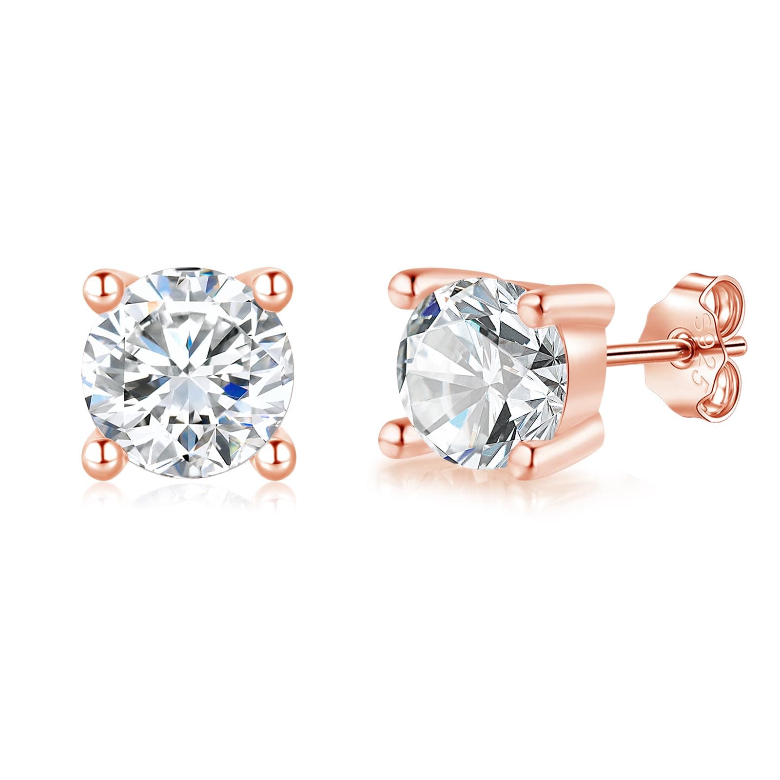 Ohrstecker Silber 925, 3 Paare 925 Sterling Silber Damen Ohrstecker Set mit 5A Cubic Zirkonia, Hypoallergen 4/5/6mm Kleine Ohrringe Stecker für Mehrere Ohrlöcher, Geschenke für Männer Frauen 5mm - Rose Gold Angebot bei HelloDeals