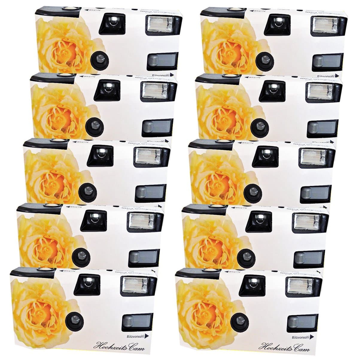 Hochzeitskamera "Weiße Rose" - 10er Pack Einwegkamera mit Blitz (27 Aufn. 400 ASA) Angebot bei HelloDeals