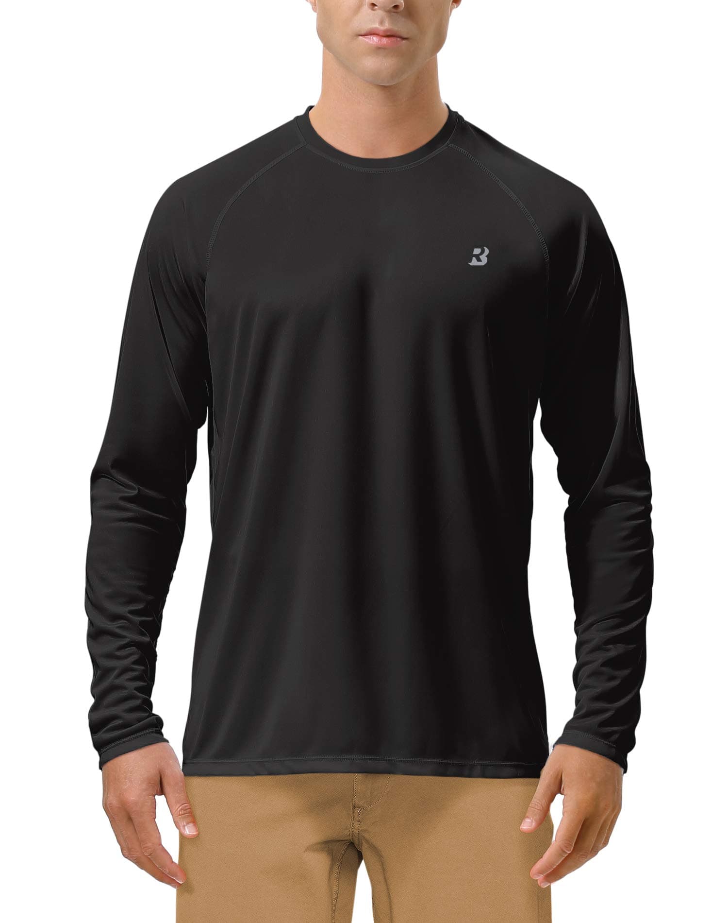 Roadbox Herren UV-Schutz Shirt, UPF 50+ Rashguard T-Shirt, Schnelltrocknend Leicht Langarmshirt für Surfen Angeln Wandern L Schwarz Angebot bei HelloDeals