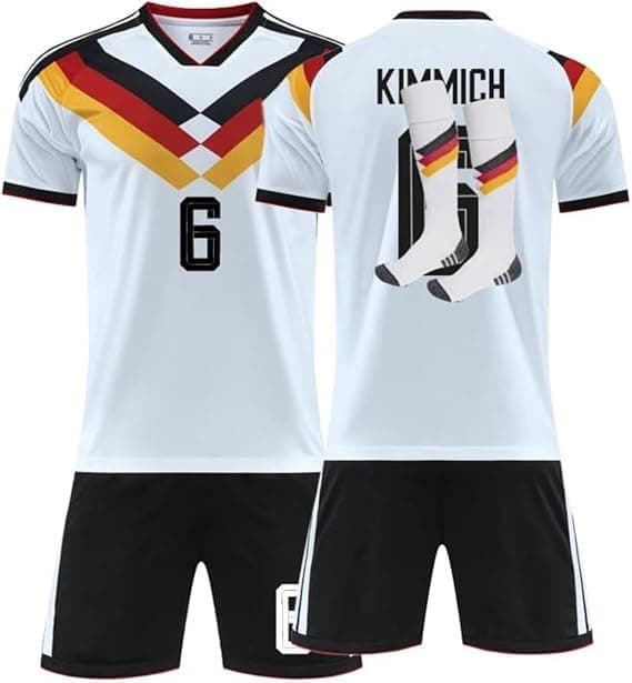 Trikot Kinder und Erwachsene 2026 - Football Trikot Mit Nummernschild und Namen Heim Auswärts Fussball Trikot Fussballtrikot Jungen Herren Football T-Shirt, Short und Socken Set 24(130-140cm) für 8-9 Jahre 01-6-KIMMICH Angebot bei HelloDeals