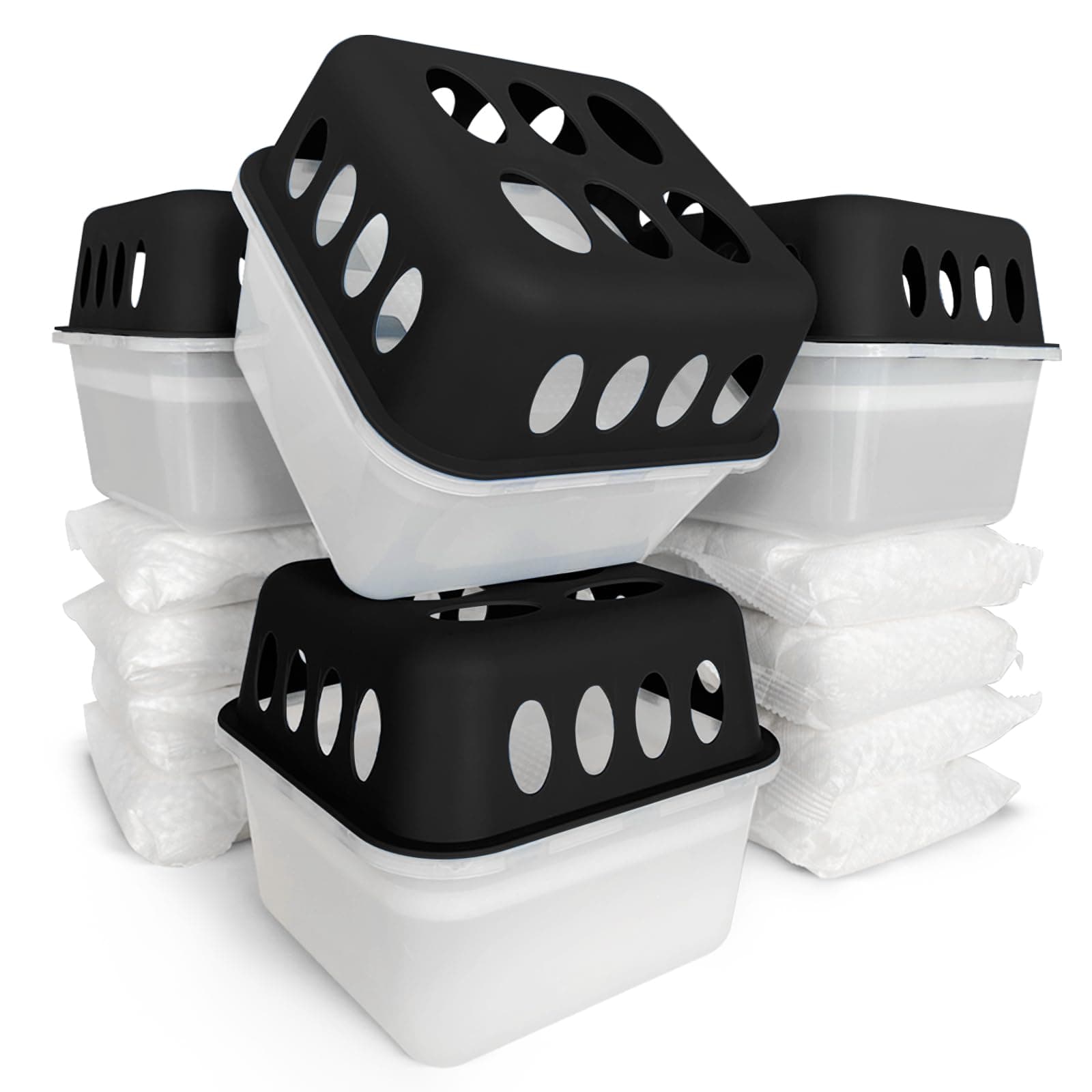 Floordirekt 4 x Luftentfeuchter mit 8 x 400g Nachfüll-Beutel Granulat Raumentfeuchter Nachfüllbar & Wiederverwendbar Schwarz HAVA Schwarz 4x Luftentfeuchter + 8x Nachfüllpack Angebot bei HelloDeals