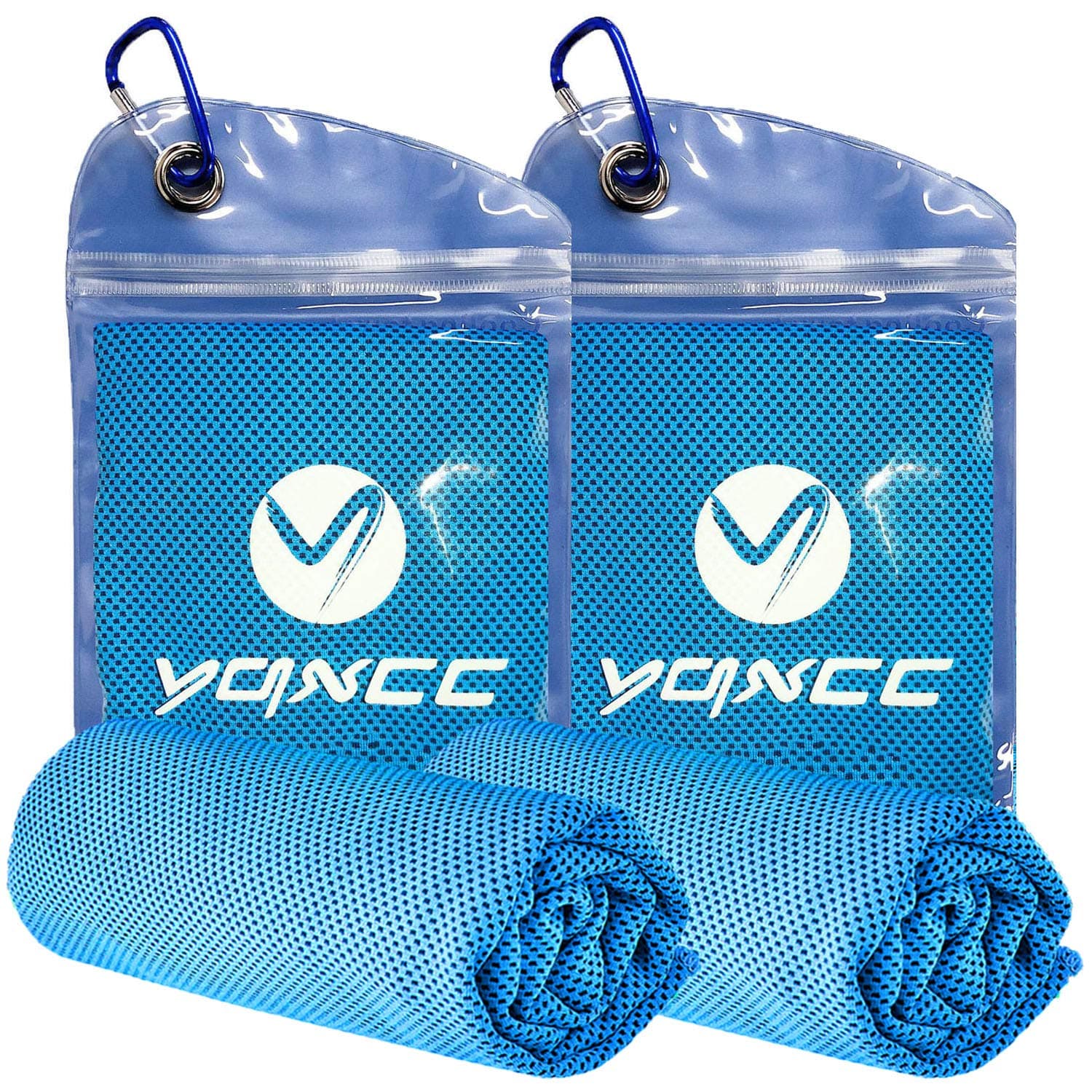 YQXCC Kühlendes Handtuch - 2 Stück, 120 x 30 cm, Eishandtuch aus Mikrofaser für sofortige Kühlung, perfekt für Yoga, Strand, Golf, Reisen, Fitnessstudio, Sport, Schwimmen, Camping 2 Hellblau Angebot bei HelloDeals