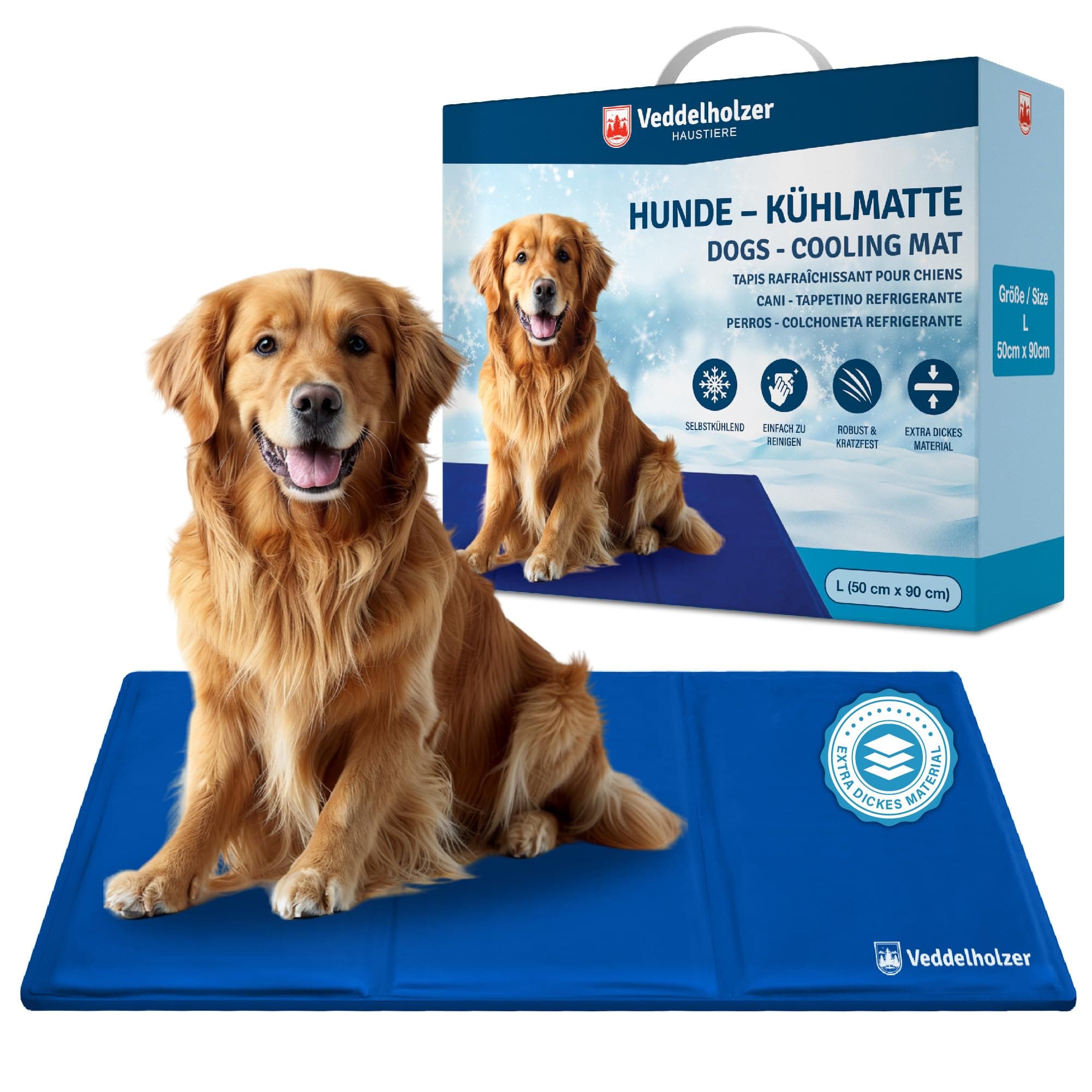 Veddelholzer Kühlmatte (L) für Hunde extra Dick und selbstkühlend ohne Strom Perfekt für Sommer & Reisen Für kleine, mittlere & große Hunde Kühlmatte Hund Faltbar & leicht zu reinigen L 90 * 50 cm Angebot bei HelloDeals