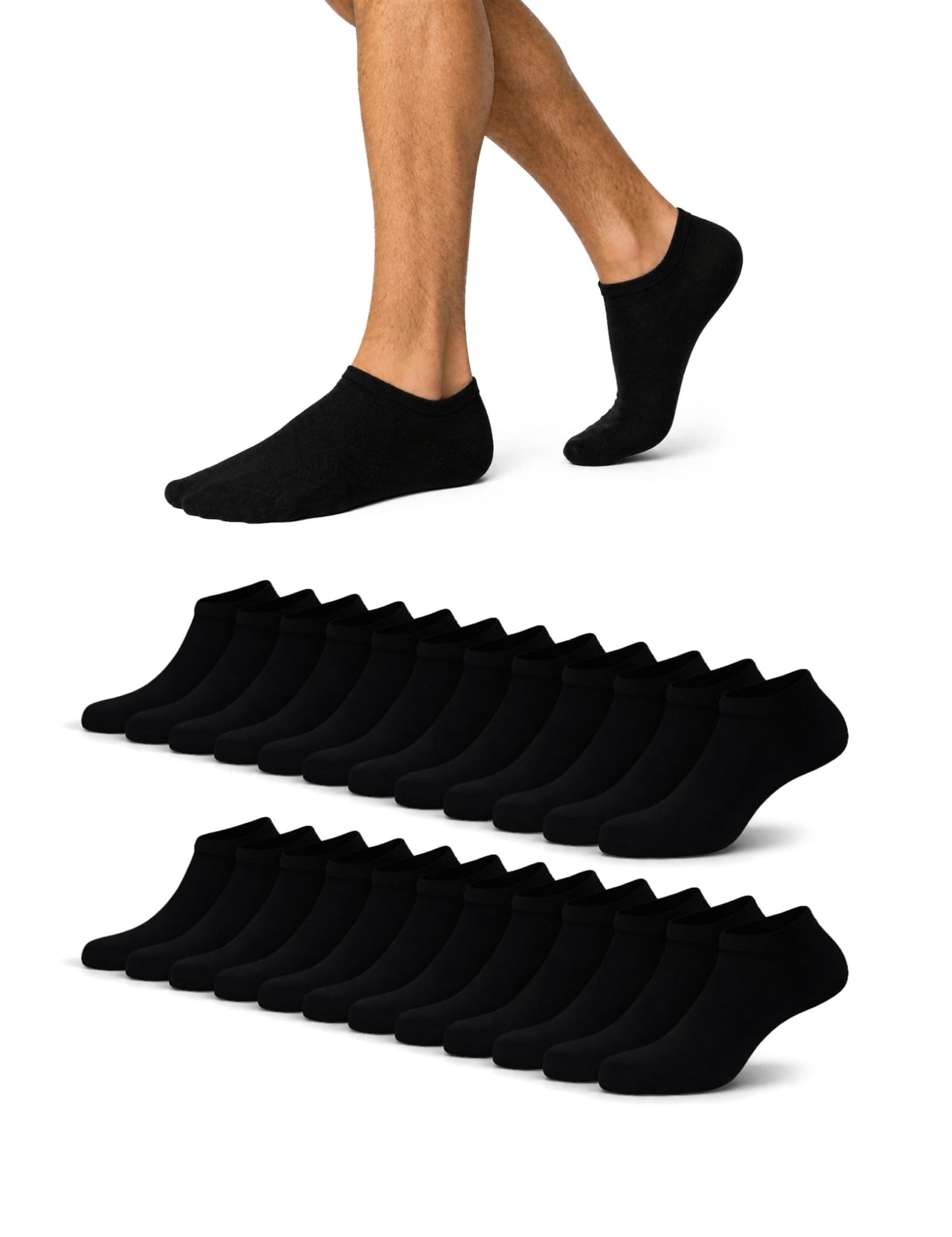 Basic Treasure 12 Paar Sneaker Socken Damen Herren, Baumwolle Sneakersocken 43-46 Schwarz Angebot bei HelloDeals
