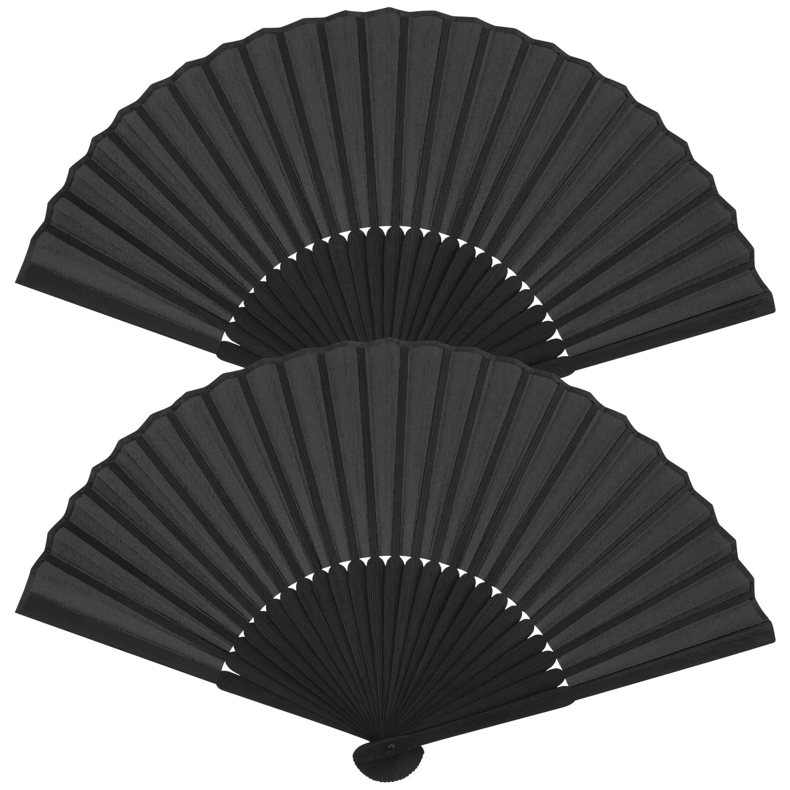 Leikedun 2 Stück Handfächer Faltbare Fächer, Klein Handfächer aus Stoff für eine Abkühlung im Sommer, Chinesische Fächer Taschenfächer Klappfächer für Hochzeite Bevorzugung Aufführung Tanz Dekoration Schwarz Angebot bei HelloDeals