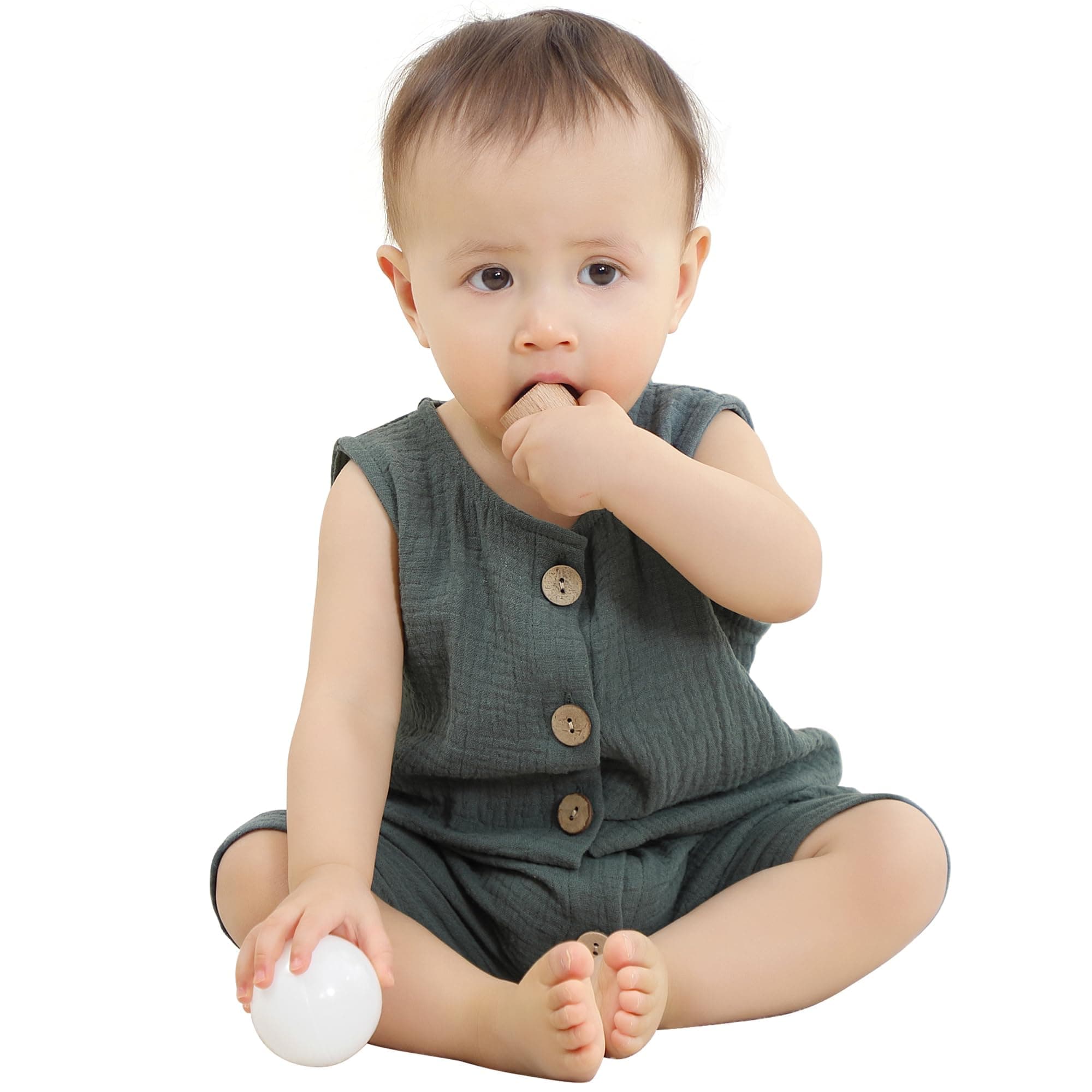 HAHASHOW Baby Body Strampler Unisex 100% Baumwolle Kurzarm Jumpsuit für Jungen und Mädchen, 0-24 Monate Grün 6-12 Monate Angebot bei HelloDeals