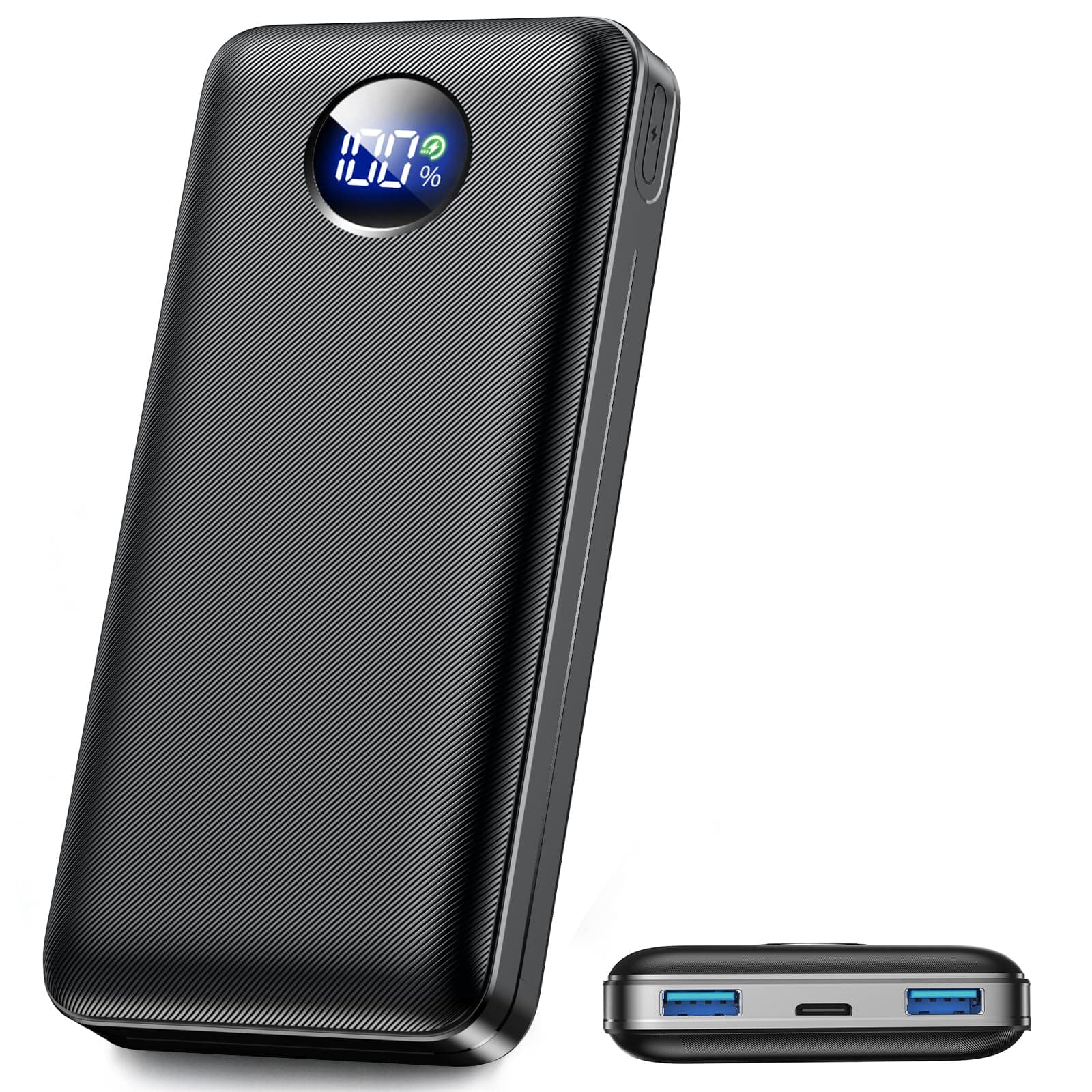 Powerbank 26800mAh, 22.5W Schnellladefunktion Externer Akku mit 3 Ausgänge (USB-C 20W PD 3.0 & QC 3.0 USB-A), Flugzeugzulassung Kompaktes Ladegerät für iPhone 17 16 15, Samsung, iPad,Carbon Ebenholzschwarz power bank Angebot bei HelloDeals