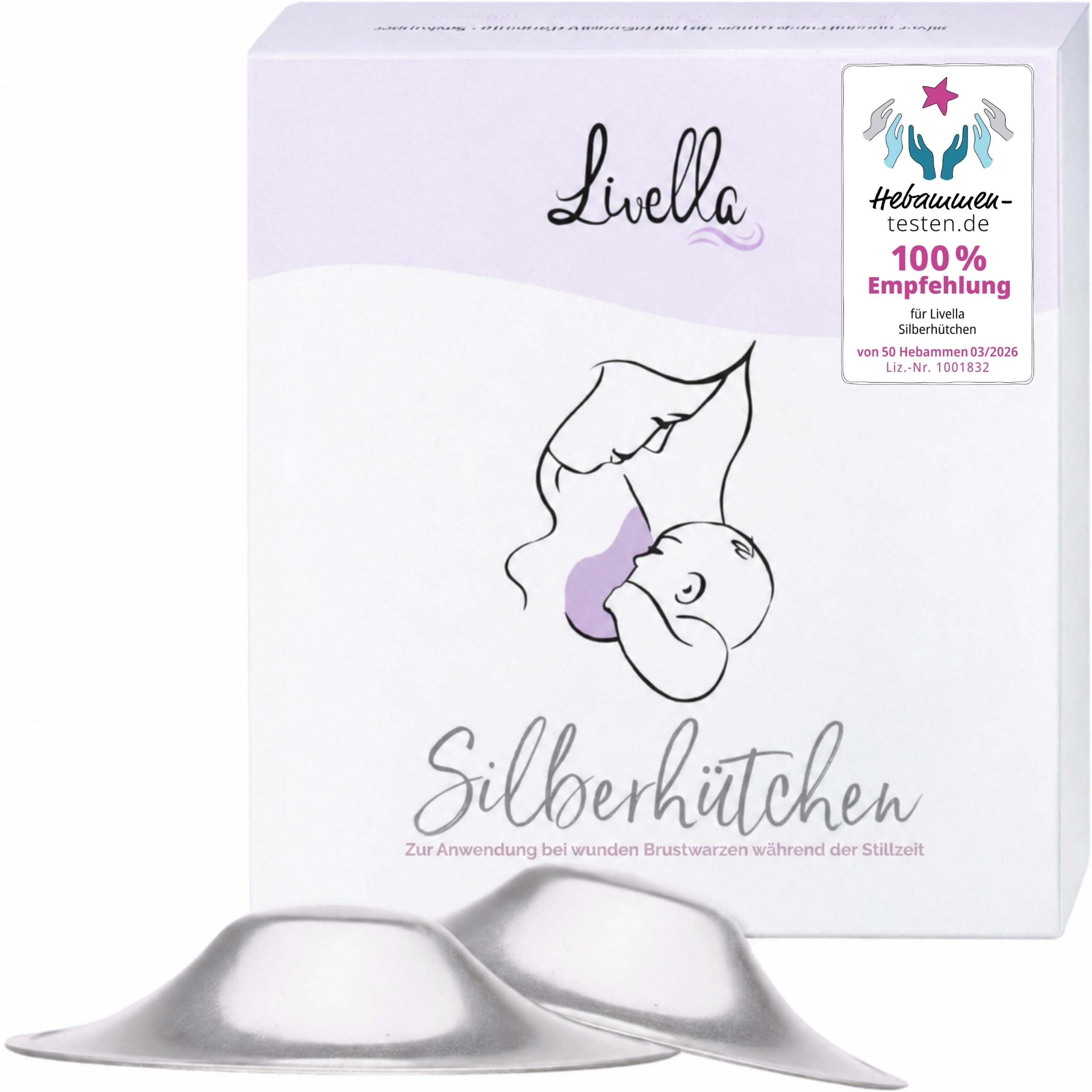 Livella | Silberhütchen Stillen - Made in Germany - für beanspruchten Brustbereich - schafft feuchtes Hautmilieu - Stillhütchen im Wochenbett & Stillzeit nach der Schwangerschaft 8.5 Gramm Angebot bei HelloDeals