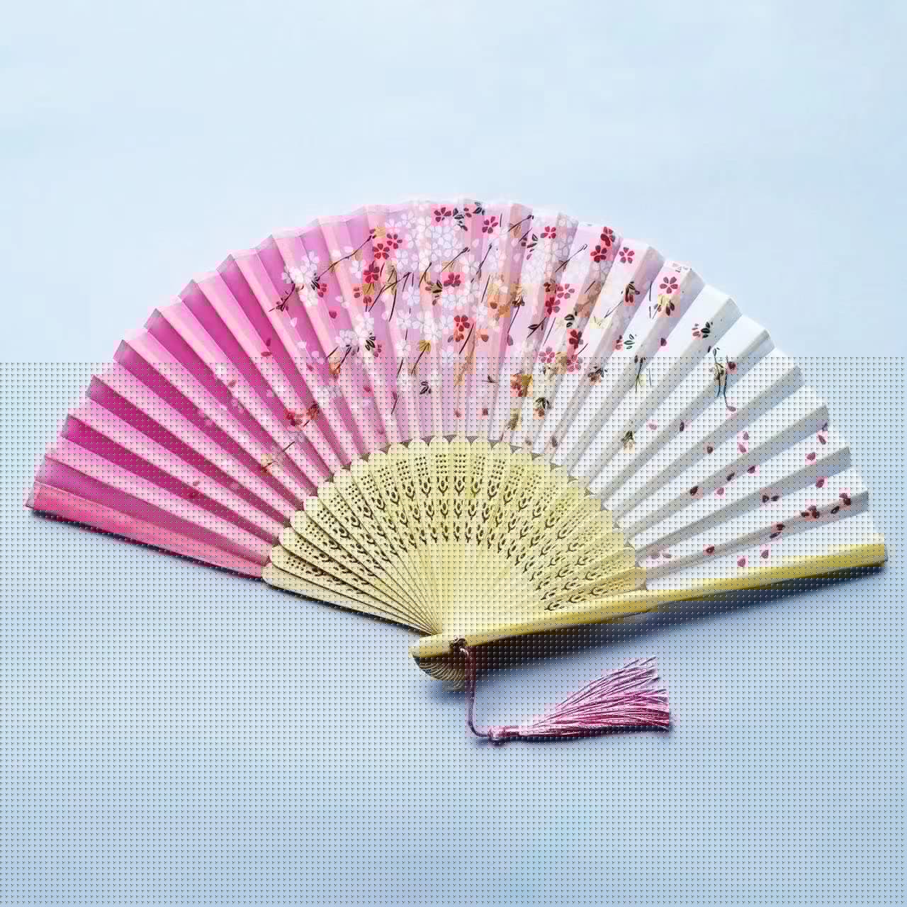 Yukiyi Handfächer für Damen, faltbar, Bambus-Fächer mit Quaste, Seidenstoff, Wanddekoration, Hochzeit, Party (rosa 1) Rosa 1 38 x 21 cm Angebot bei HelloDeals
