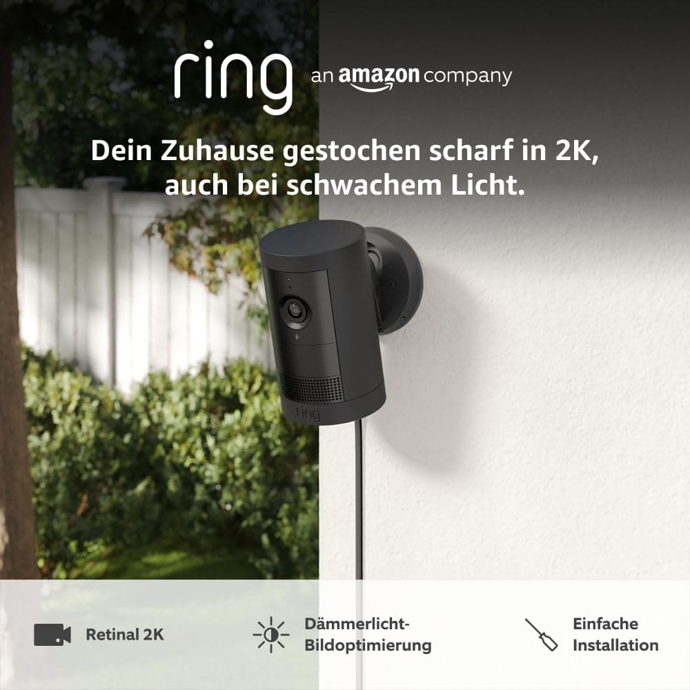 Ring Außenkamera Plus Netzstecker (Outdoor Camera Plus neueste generation) | 2K-Weitwinkelvideo | Kabellose Überwachungskamera zur Selbstinstallation | 30-tägiger Gratiszeitraum für Ring-Abonnement Schwarz 1 Kamera Außenkamera Netzstecker Angebot bei HelloDeals