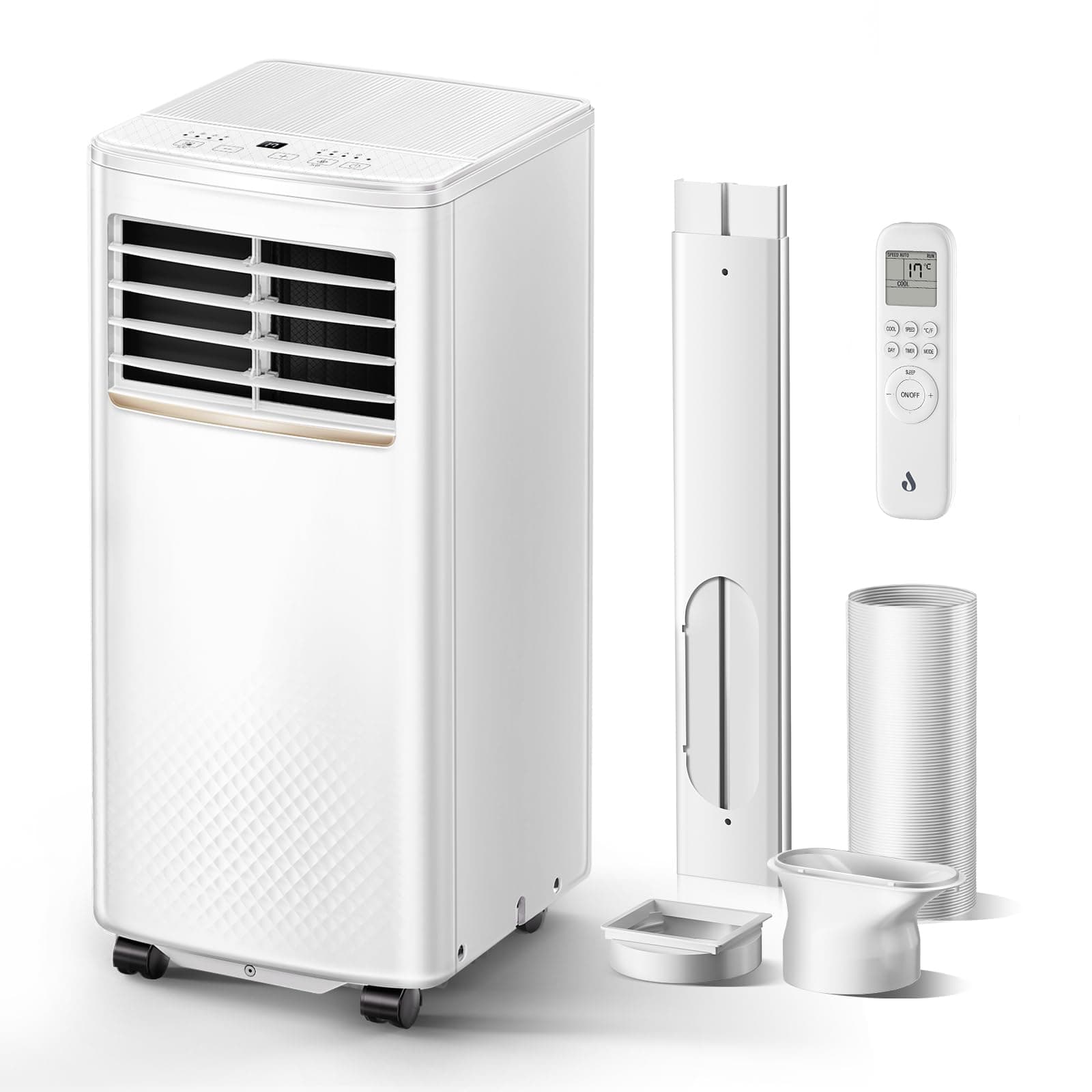 4 in 1 Mobiles Klimagerät, 7000 BTU Mobile Klimaanlage mit Kühlung, Luftzirkulation, Entfeuchtung, Portable Air Conditioner mit Fernbedienung, Abluftschlauch, Sleep-Modus, 2,1 kW für Räume bis 20 m² Angebot bei HelloDeals