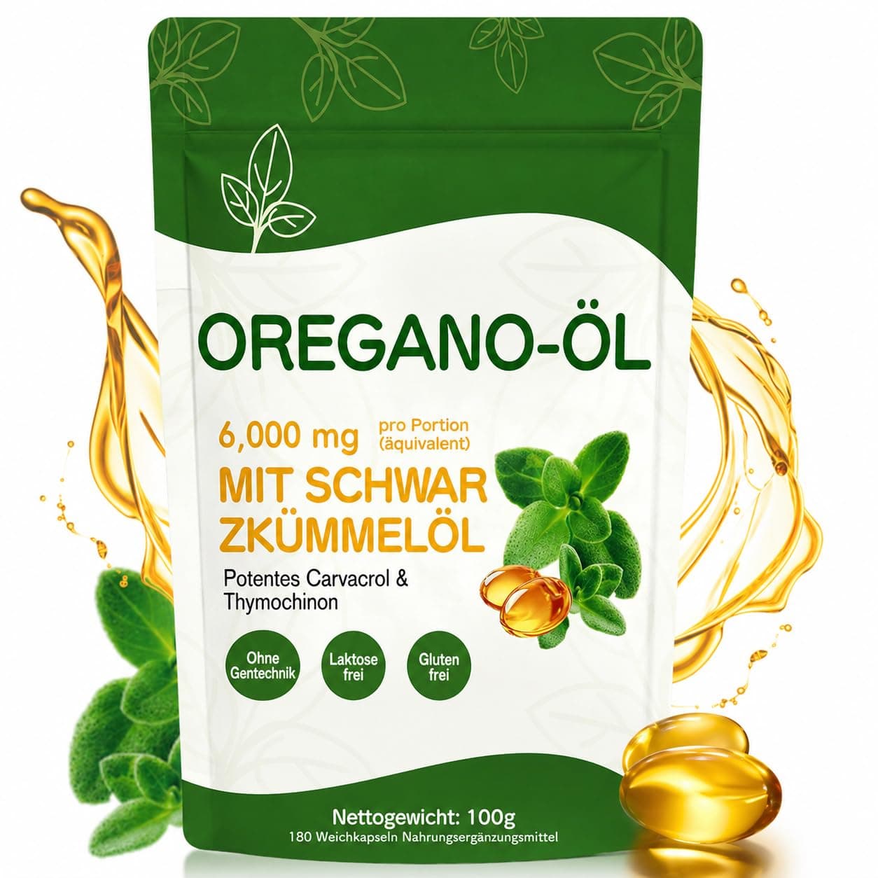 Oregano Öl Kapseln 6000 mg, 180 Weichkapseln – 2-in-1 Oreganoöl mit Schwarzkümmelöl – Pflanzliche Ölkombination mit Carvacrol & Thymochinon – Ohne Gentechnik – Für tägliche Ernährungsroutine Angebot bei HelloDeals