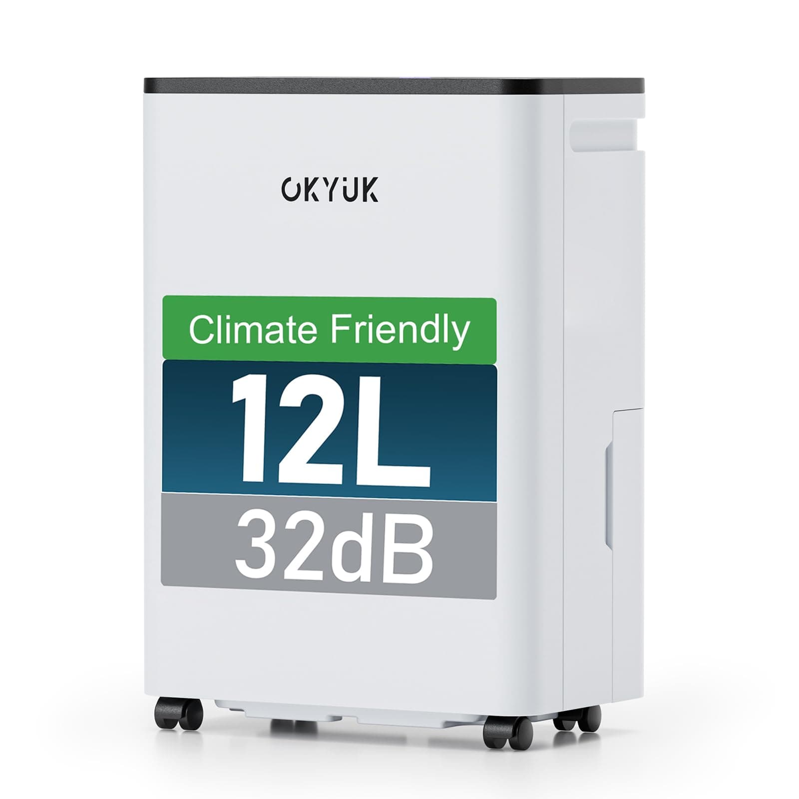 OKYUK Luftentfeuchter 12 Liter/Tag, geeignet für Räume von ca. 90 Kubikmetern (30 Quadratmetern), Luftentfeuchter Elektrisch,automatische Abtauung, 32dB, Kältemittel R290, PD12R-03DE Angebot bei HelloDeals