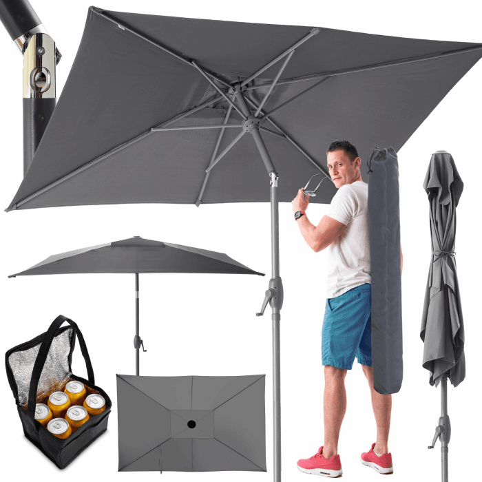 TOM rechteckiger Sonnenschirm mit Schutzhülle und Kurbel für Balkon, Garten & Terrasse – großer 140 x 210 cm Gartenschirm Schirm in Anthrazit oder Beige – 45° knickbar Angebot bei HelloDeals