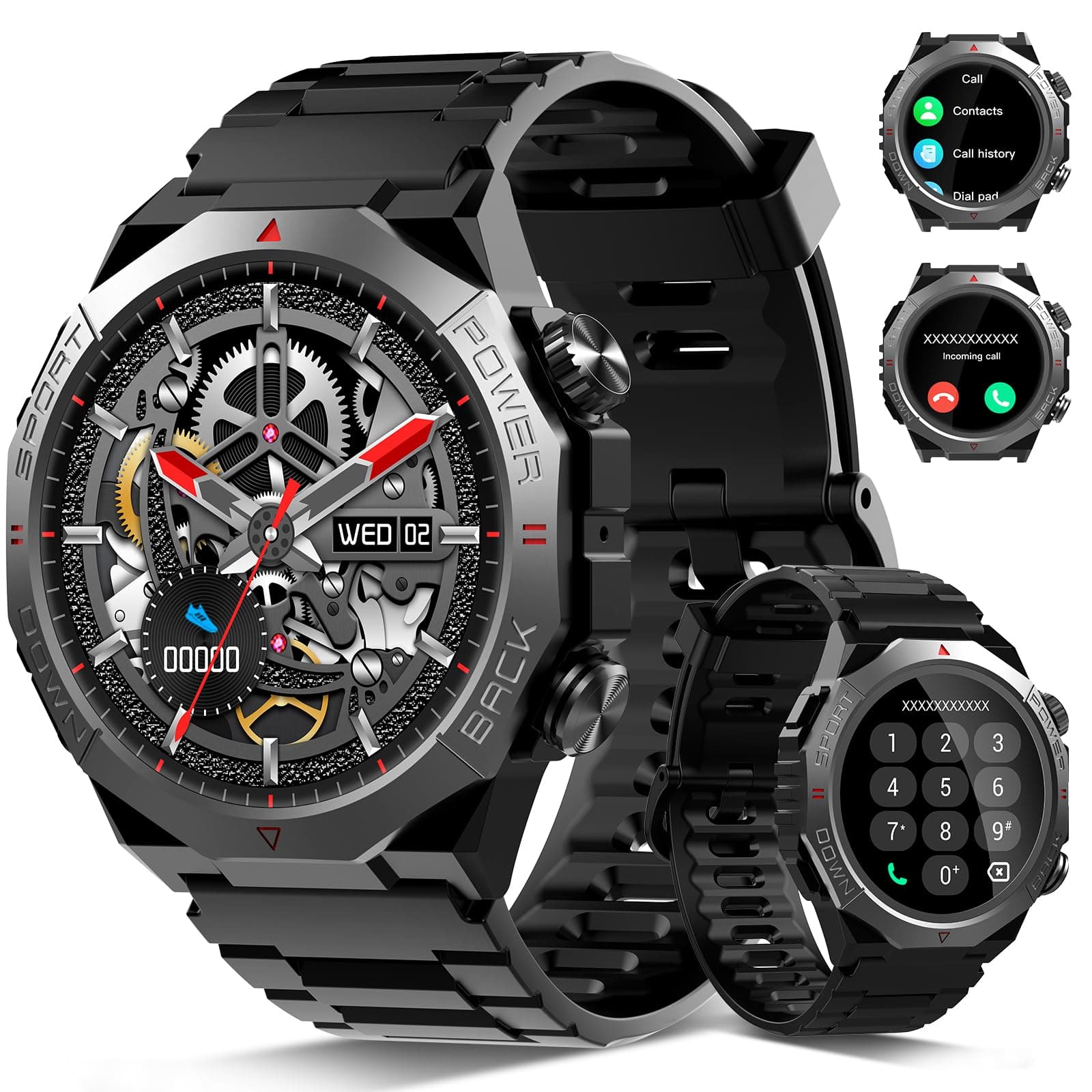Smartwatch Herren Damen, Militär Smart Watch mit Telefonfunktion, 1,39"HD Touchscreen, IP68 Wasserdicht Sportuhr, 110+Sportmodi Fitness Tracker, Herzfrequenz, Schlafmonitor, Fitnessuhr für iOS Android Schwarz Angebot bei HelloDeals