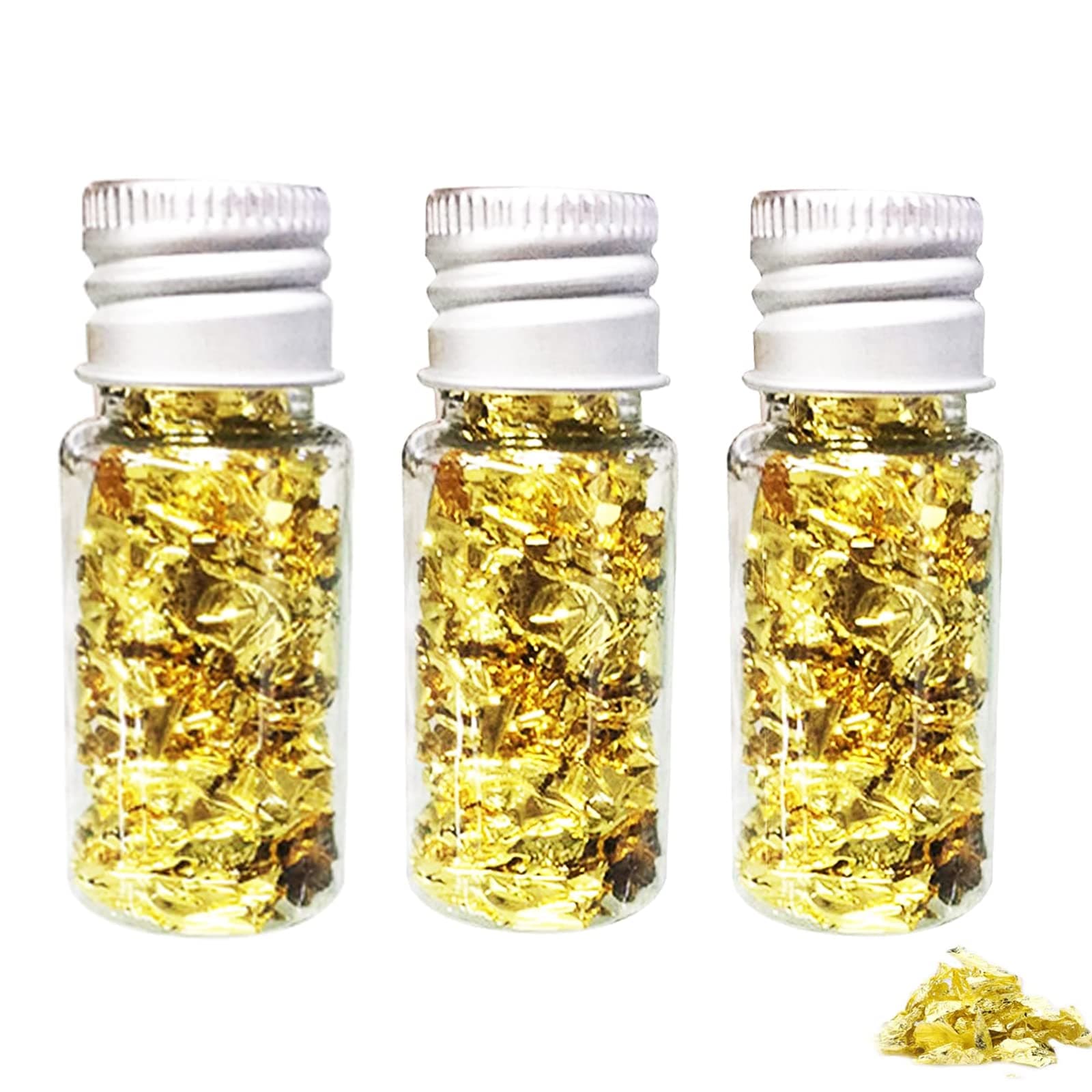 3 Flaschen Kuchen-Dekor Blattgold, Blattgoldflocken, Goldfolie Papier für Kuchen, Mousse, Backen, Gebäck & Kunsthandwerk Dekoration 3PCS Angebot bei HelloDeals