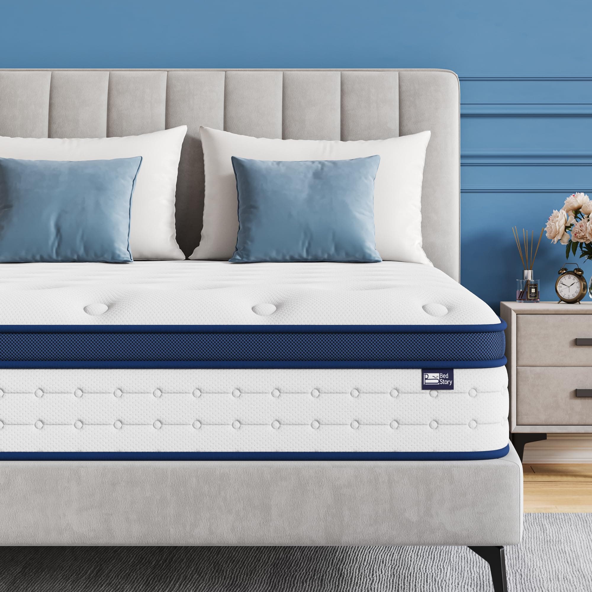 BedStory Matratze 160x200cm, 7-Zonen Taschenfederkernmatratze Höhe 20cm, H4 Härtegrad Matratze, Gedächtnisschaum und unabhängige Sackfeder, Rückenentlastende, Blau 20CM 160x200CM Angebot bei HelloDeals